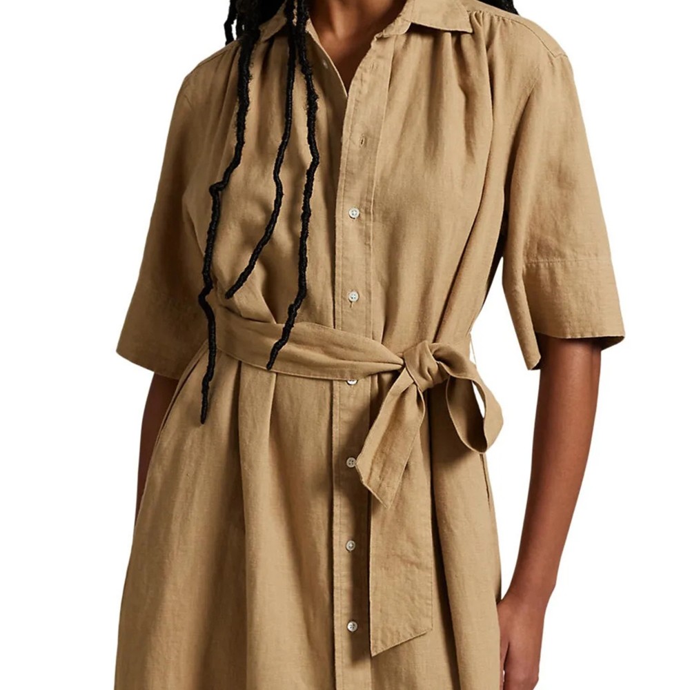 POLO RALPH LAUREN Midi suknelė moterims, Ruda, Short sleeve-day dress 3