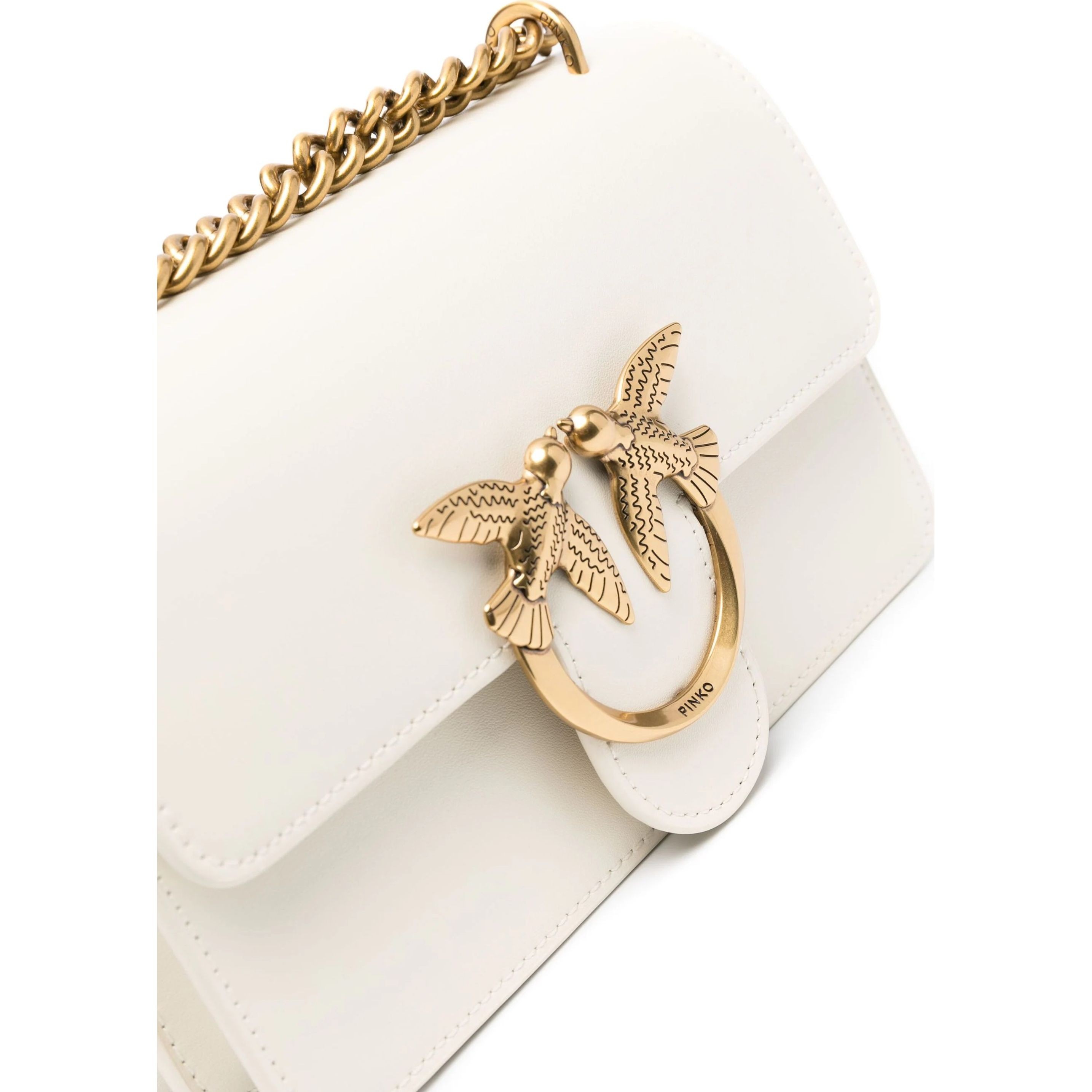 PINKO Rankinė per petį moterims, Balta, Love one mini crossbody bag 3