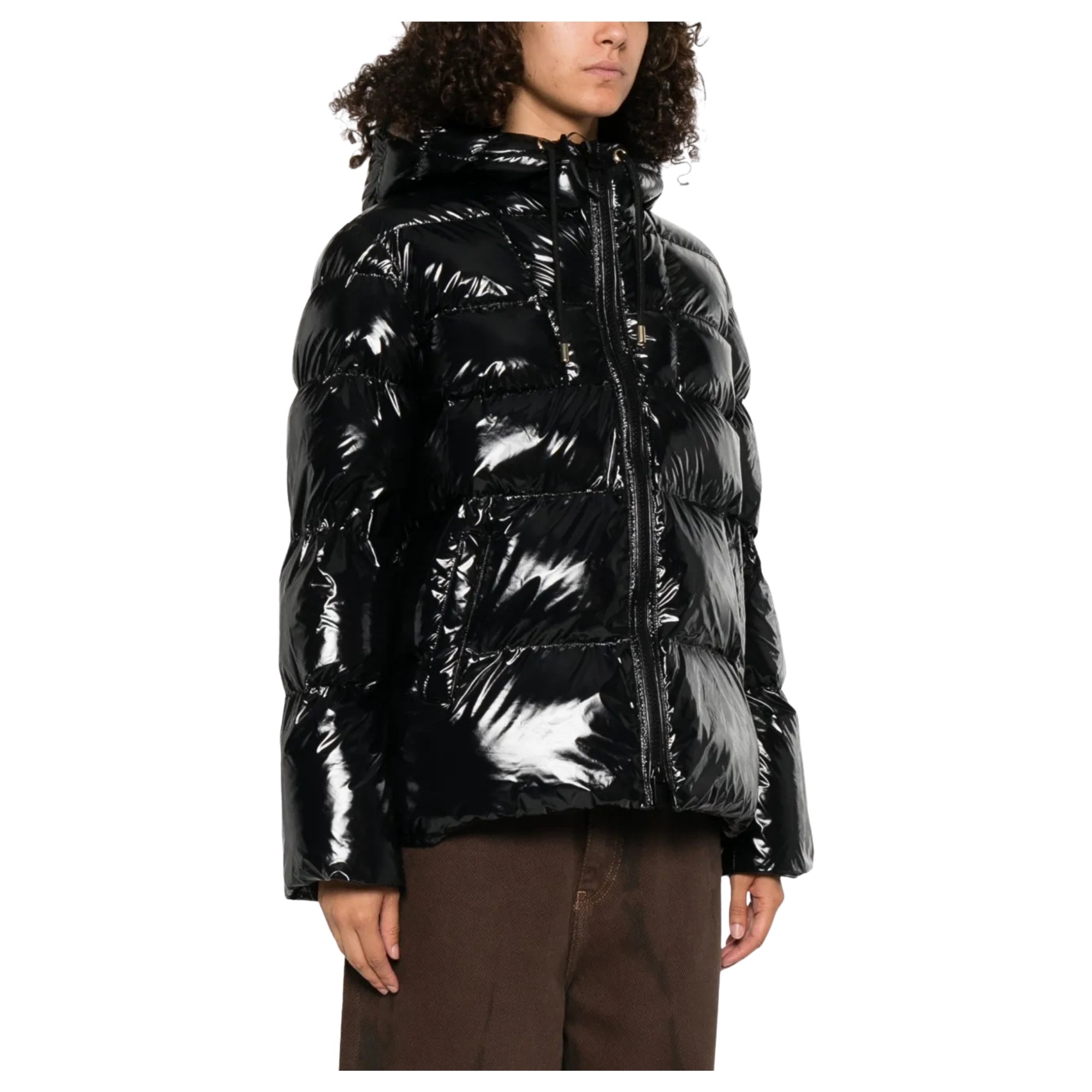 PINKO Pūkinė striukė moterims, Juoda, Eleodoro caban 2