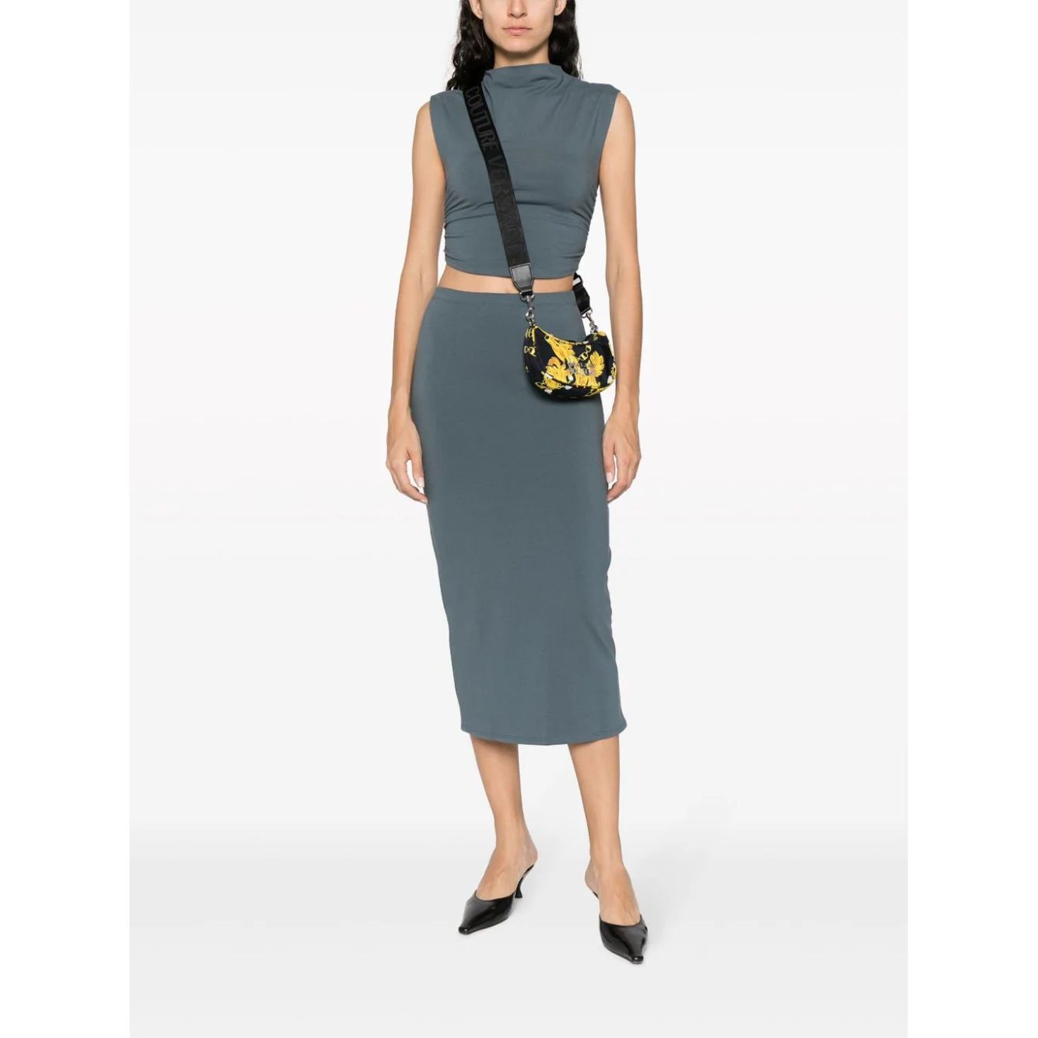 VERSACE JEANS CUTURE Rankinė, krepšys moterims, BLACK/GOLD, Sporty logo  hobo bag 3