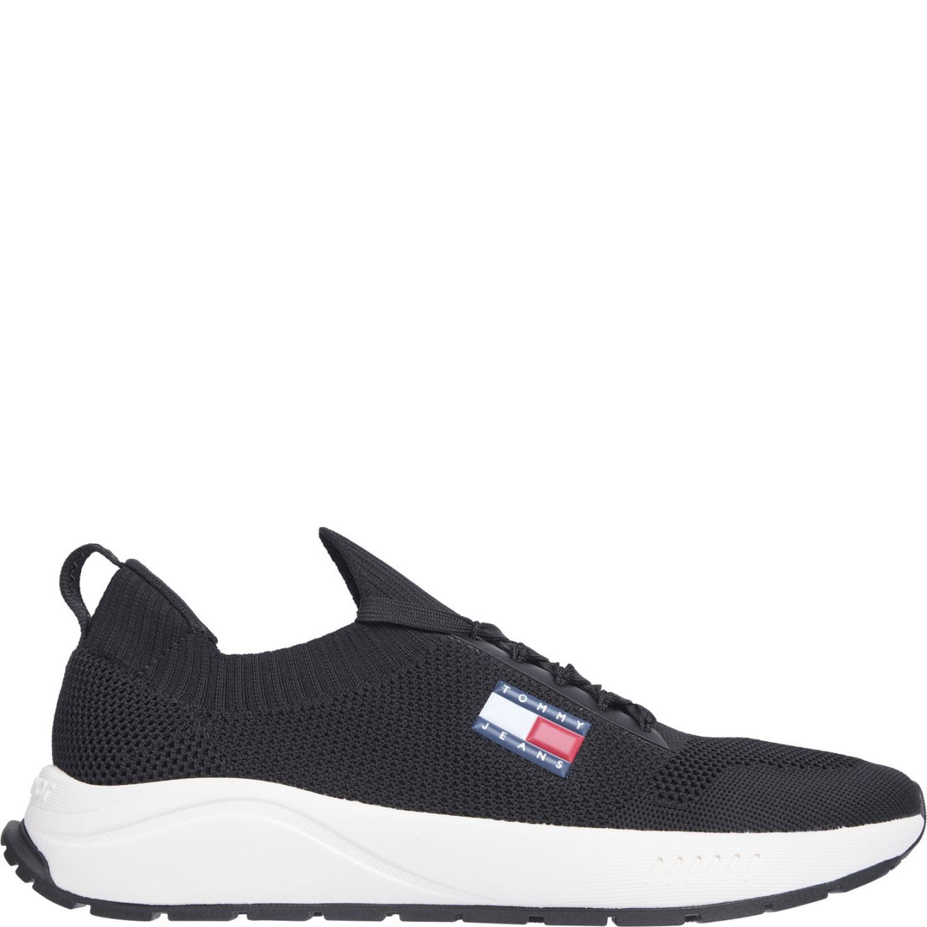 TOMMY JEANS Laisvalaikio bateliai vyrams, Juoda, Runner kntitted sneaker 1