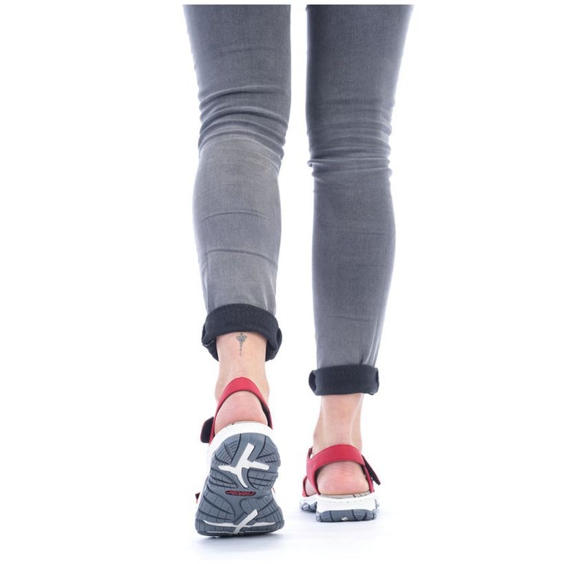 RIEKER Basutės moterims, Raudona, SANDALS 6
