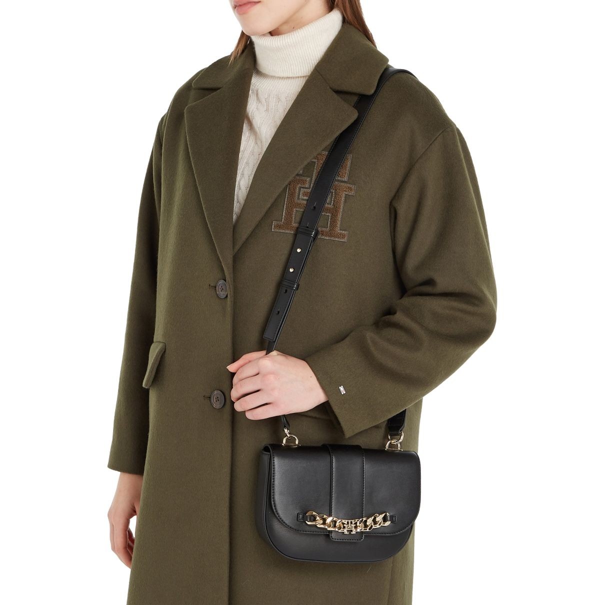 TOMMY HILFIGER Rankinė per petį moterims, Juoda, Luxe crossover 5