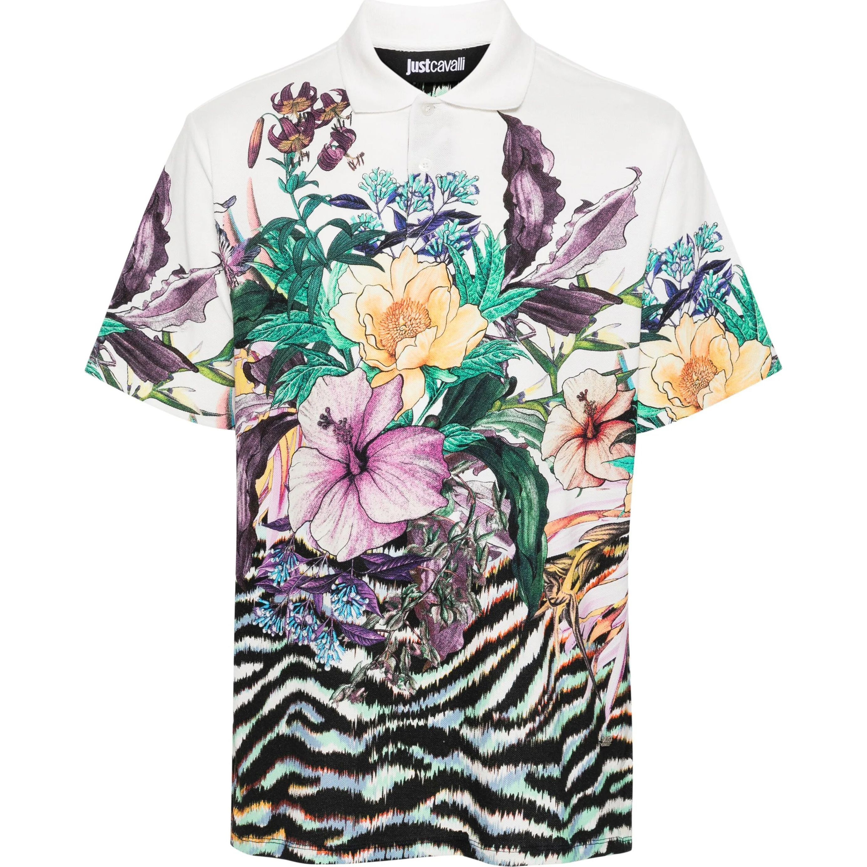 JUST CAVALI Polo marškiniai trumpos rank. vyrams, Marga, Placed flora polo t-shirt