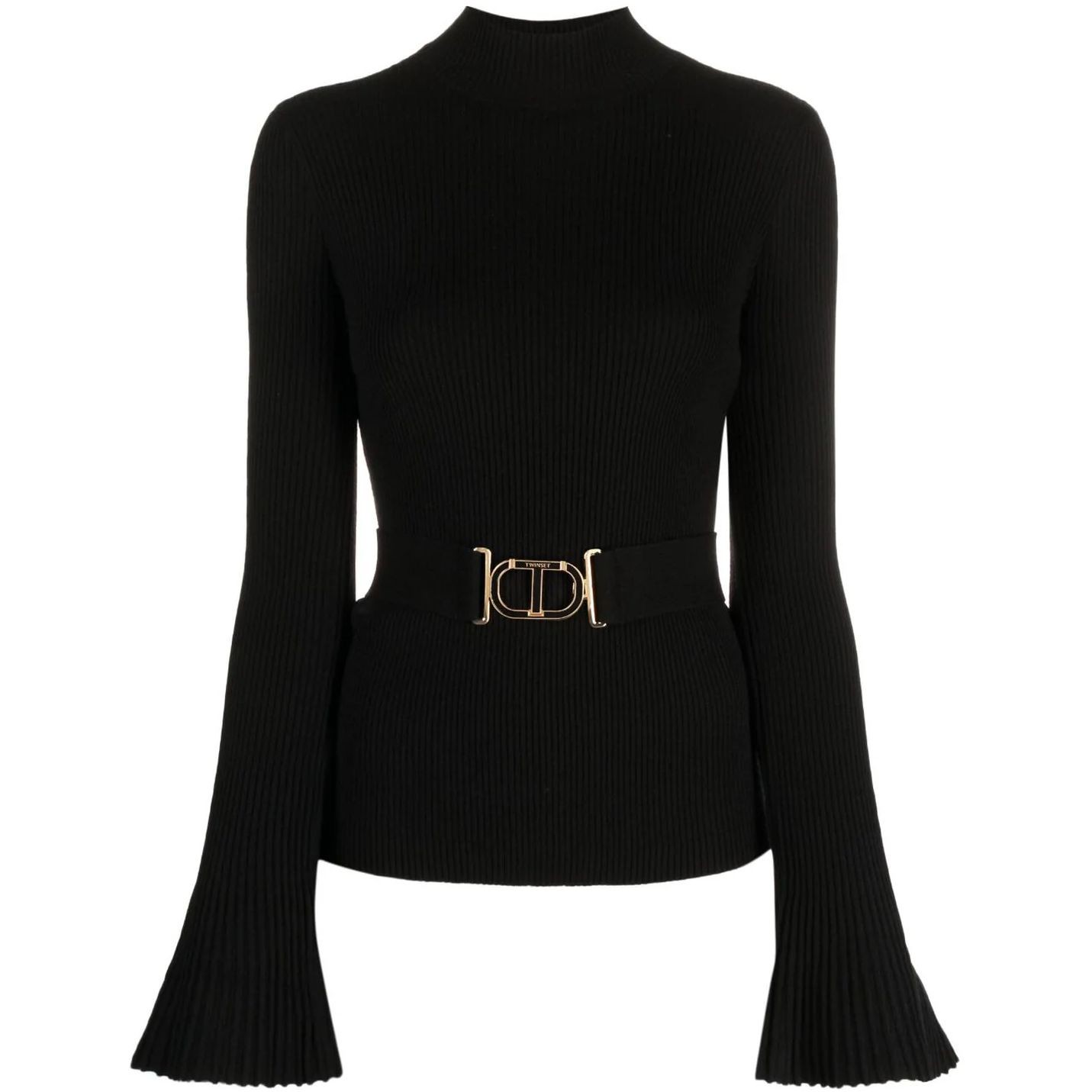 TWINSET Megztinis moterims, Juoda, Belted sweater 1