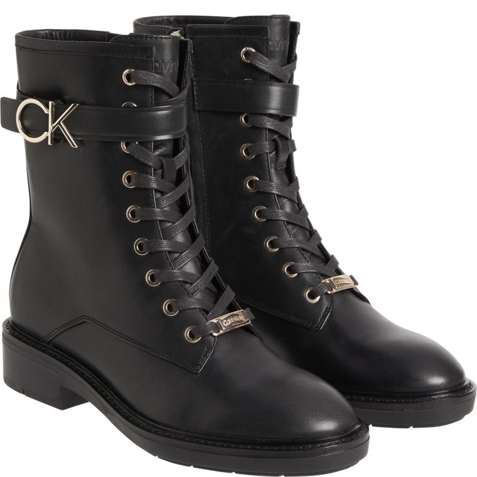 CALVIN KLEIN Aulinukai moterims, Juoda, RUBBER SOLE COMBAT BOOT W HW 1