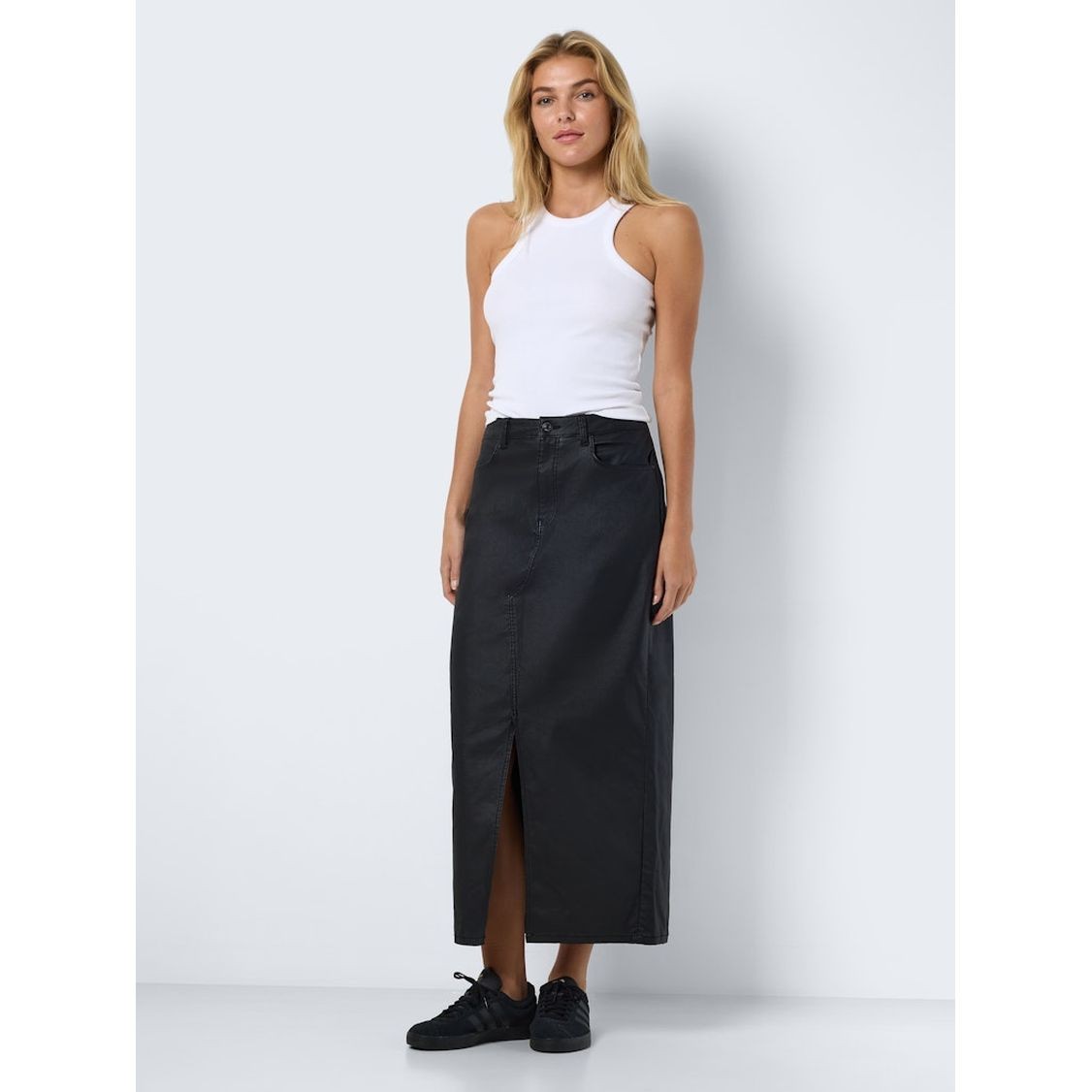 NOISY MAY Midi sijonas moterims, Juoda, Kath slit long skirt 3