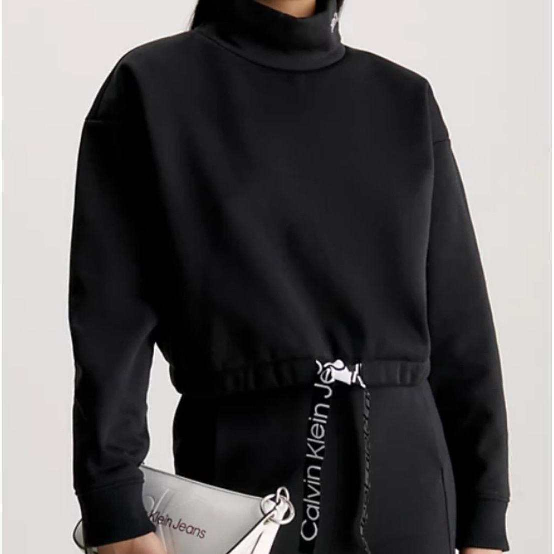 CALVIN KLEIN JEANS Sportinis nertinis moterims, Juoda, Waist drawcord rollneck 2