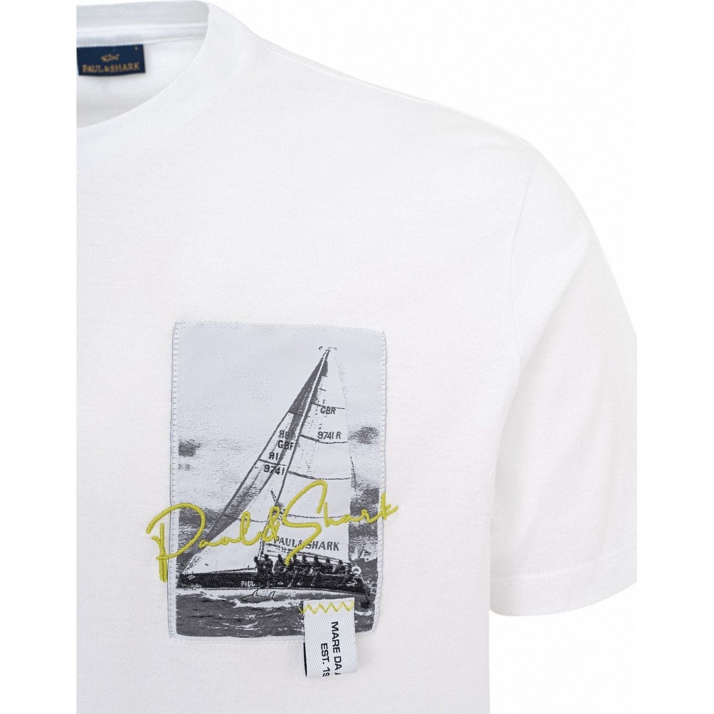 PAUL&SHARK Marškinėliai trump. rankovėmis vyrams, Balta, men's knitted t-shirt 2