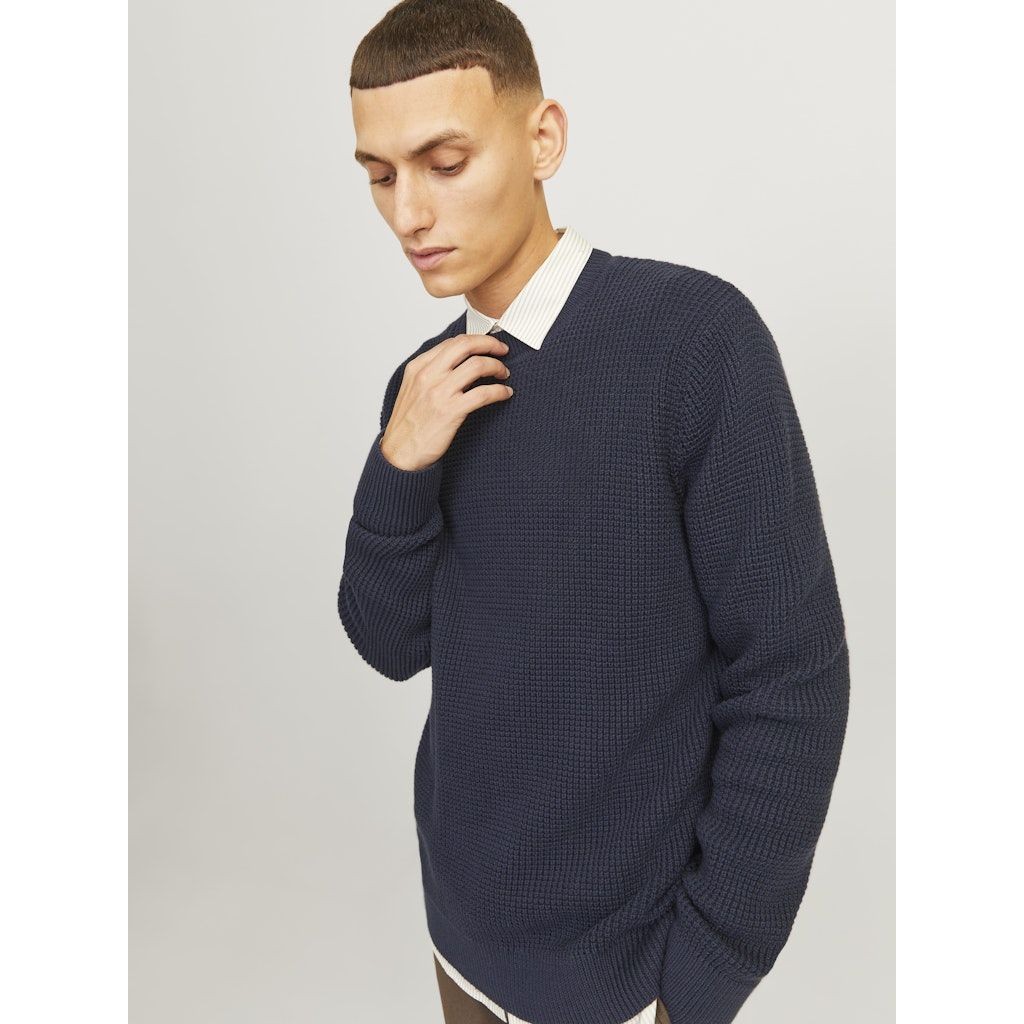 JACK & JONES Megztinis vyrams, Mėlyna, Viggo waffle knit crew neck 7