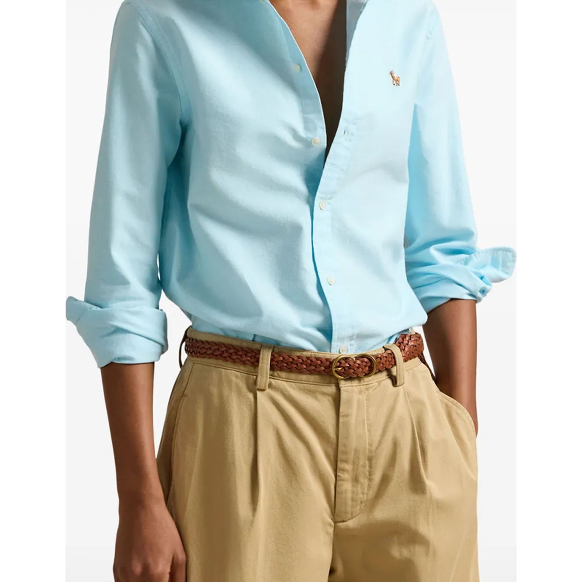 POLO RALPH LAUREN Marškiniai ilgomis rankovėmis moterims, Mėlyna, Long sleeve-button front shirt 2