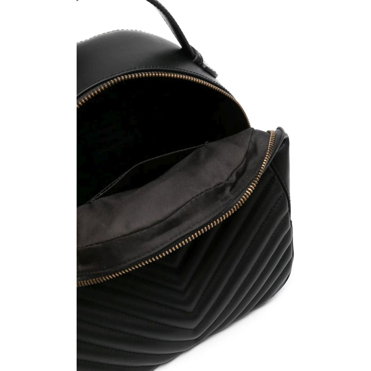 PINKO Kuprinė moterims, Juoda, Love chevron leather backpack 4