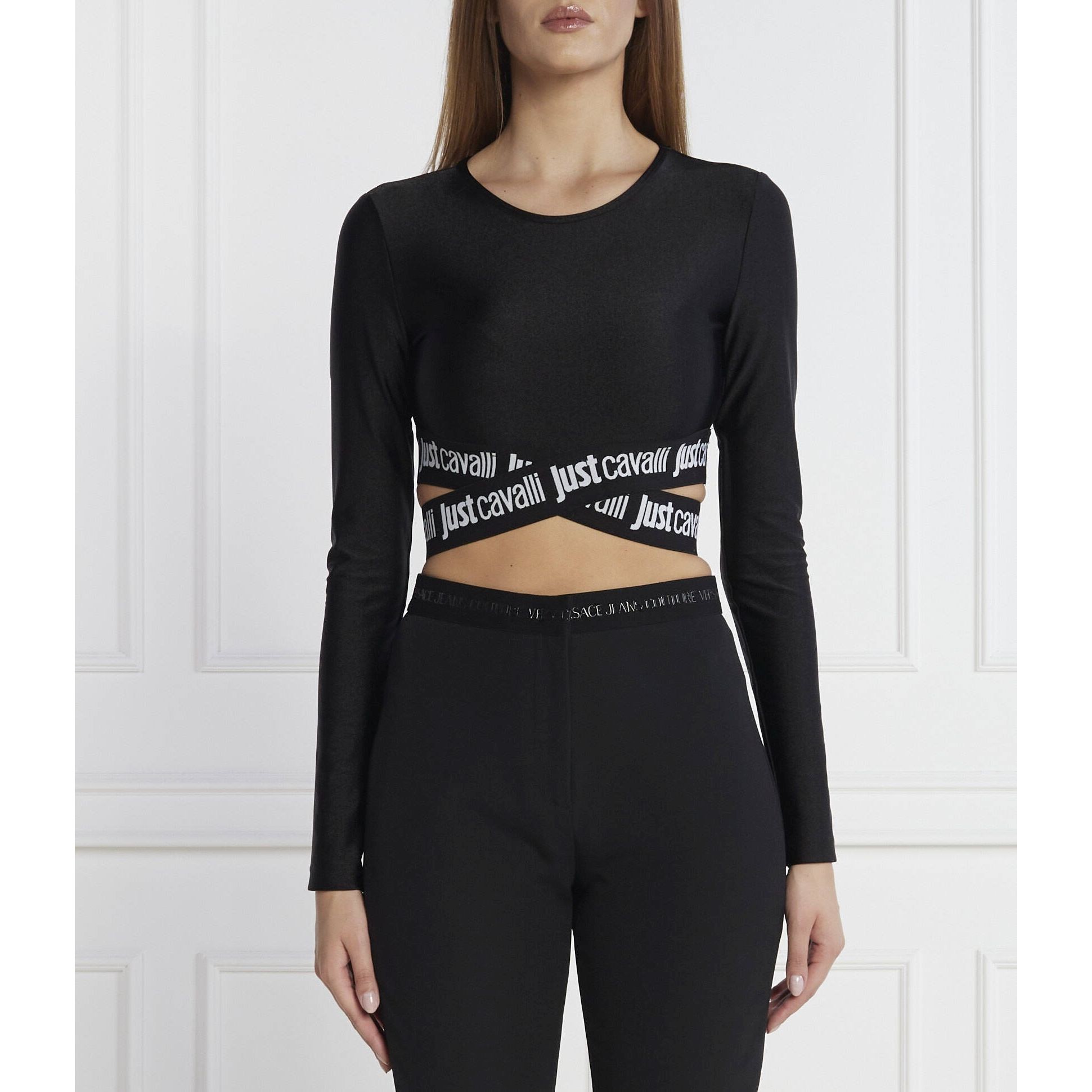 JUST CAVALLI Trumpinti marškinėliai moterims, Juoda, Long sleeve top 2