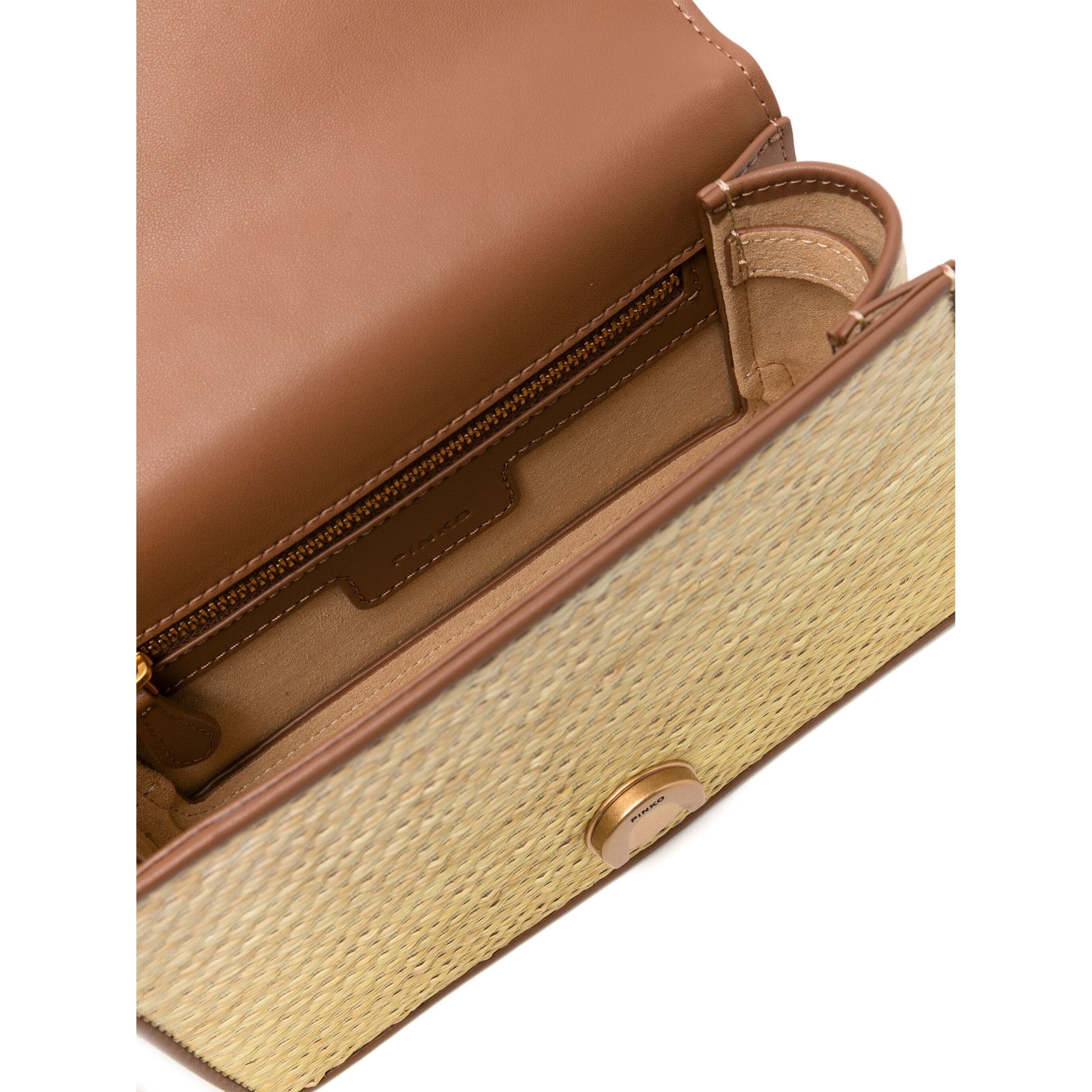 PINKO Rankinė per petį moterims, Ruda, Mini love one crossbody bag 4