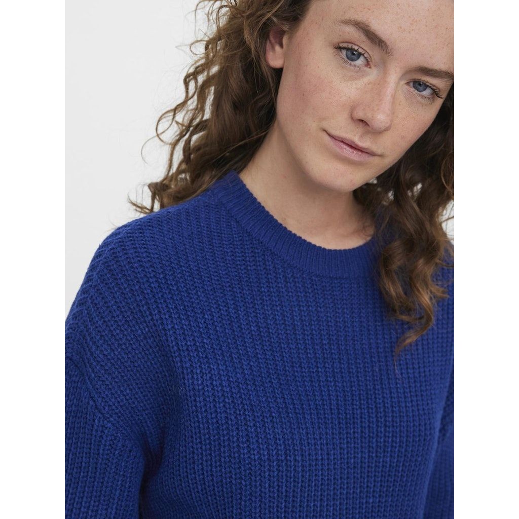 VERO MODA Mini suknelė moterims, Mėlyna, VMLEA LS O-NECK SHORT 3