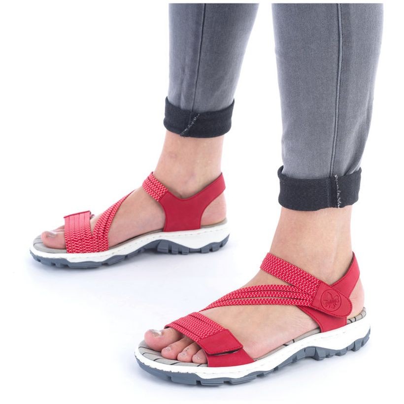 RIEKER Basutės moterims, Raudona, SANDALS 2