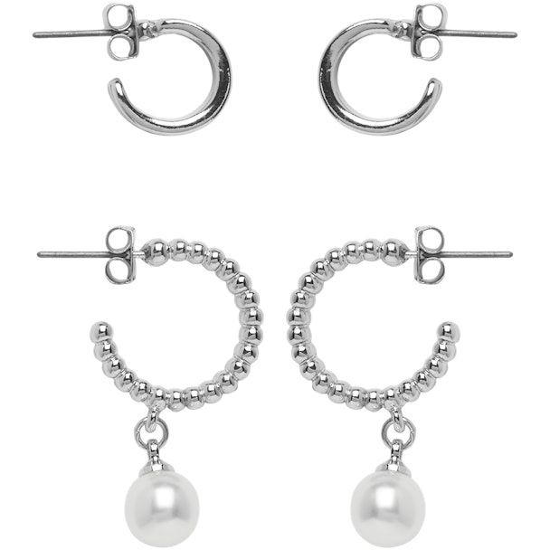 PIECES Auskarai moterims, Sidabrinė, PCMENI 2-PACK EARRING