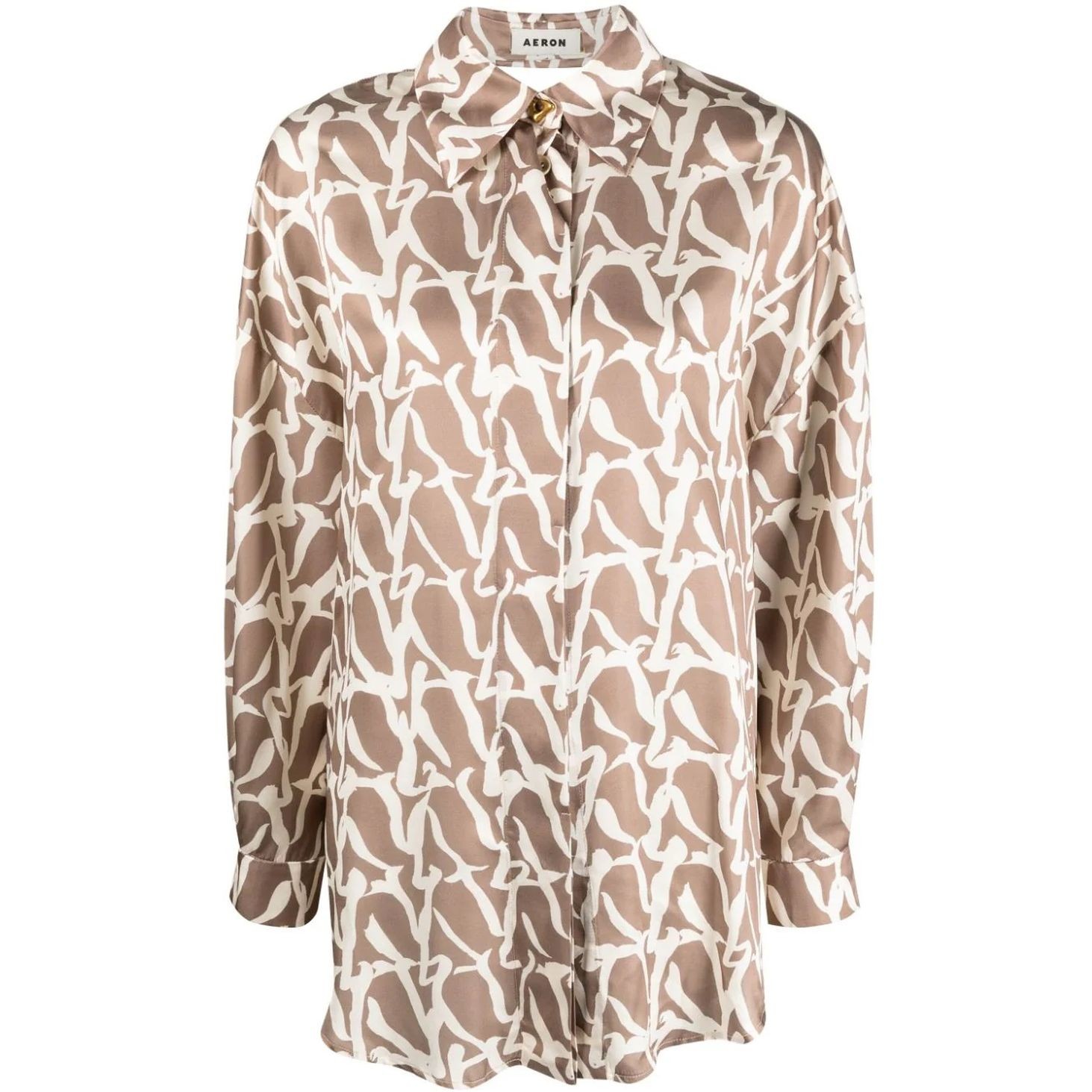 AERON Marškiniai ilgomis rankovėmis moterims, Marga, Silk print shirt 1
