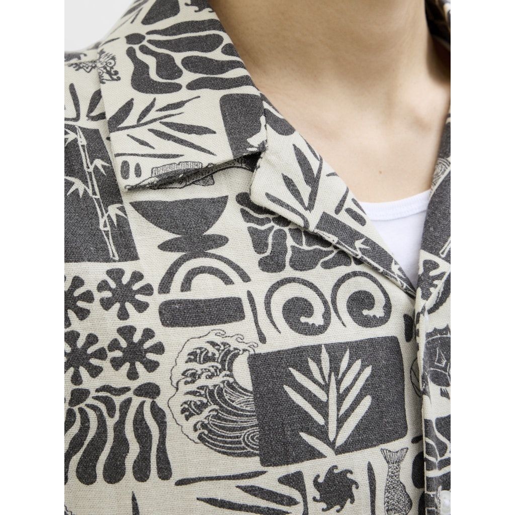 JACK & JONES Marškiniai trump. rankovėmis vyrams, Juoda, Wayne resort shirt 7