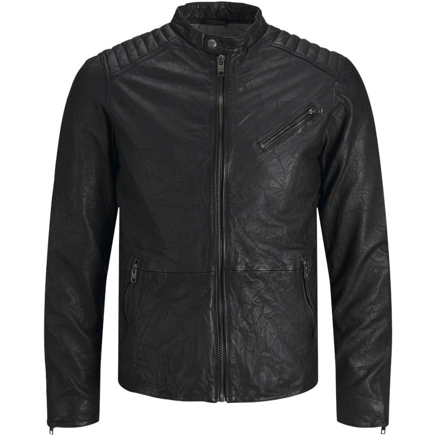 JACK & JONES Megztinis vyrams, Juoda, JJEJOEL LEATHER JACK 1