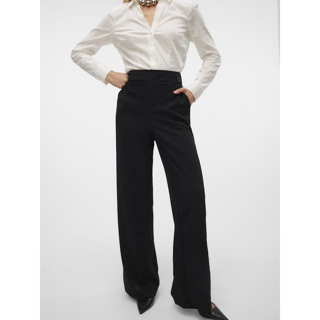 VERO MODA Formalios kelnės moterims, Juoda, Liva wide pant 2
