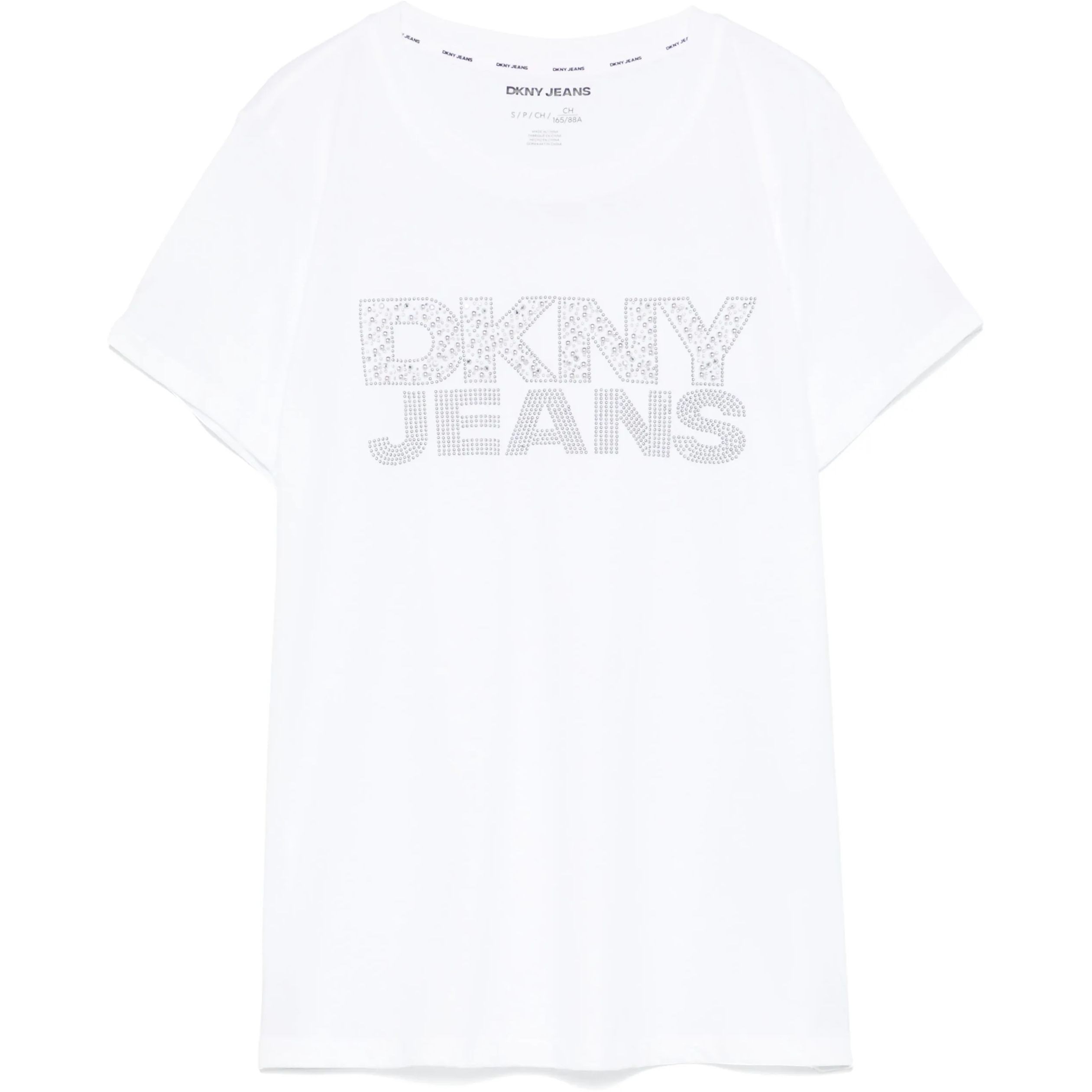 DKNY Marškinėliai trump. rankovėmis moterims, Balta, Rhinestud logo tee 1