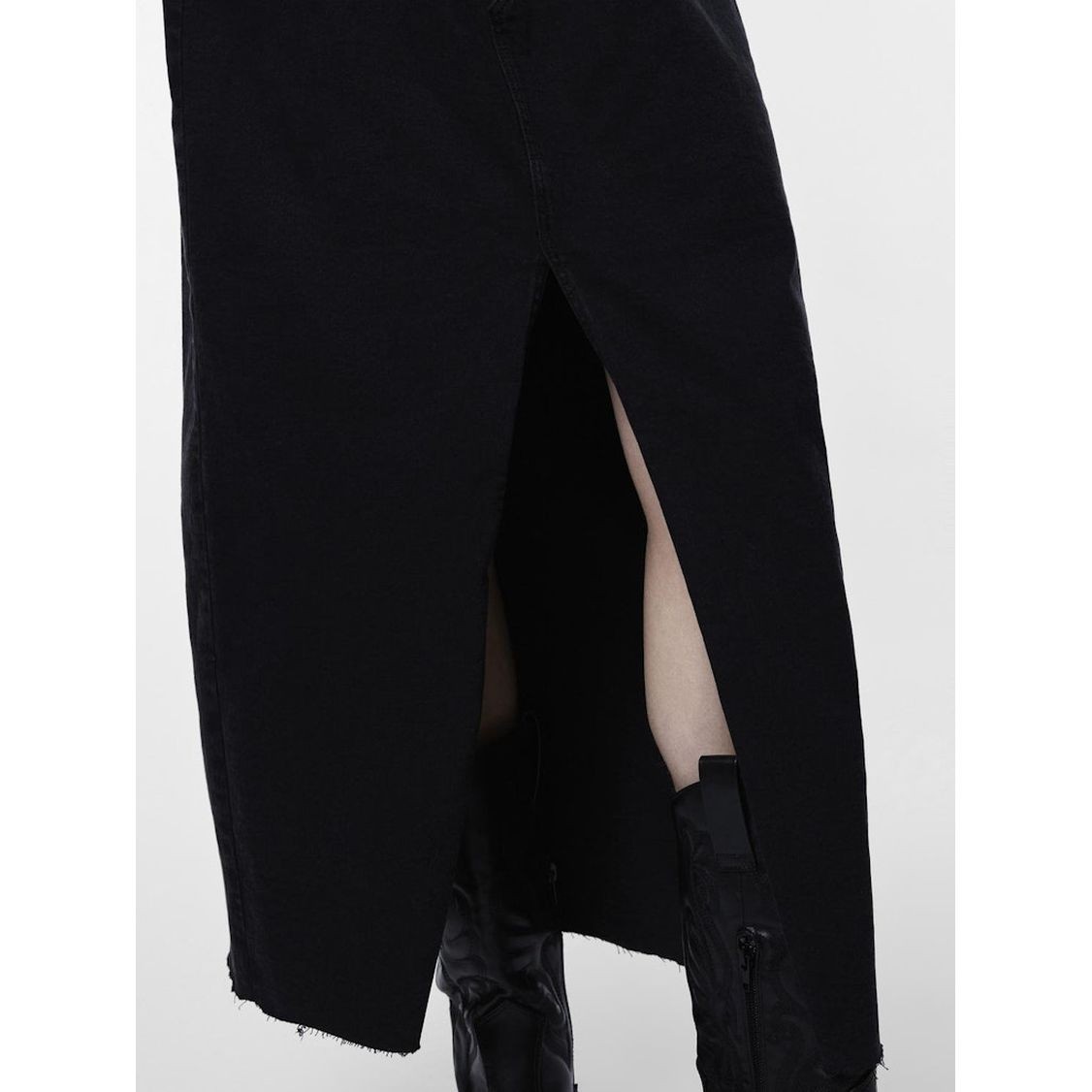 PIECES Midi sijonas moterims, Juoda, PCJESSIE HW ANKLE 6