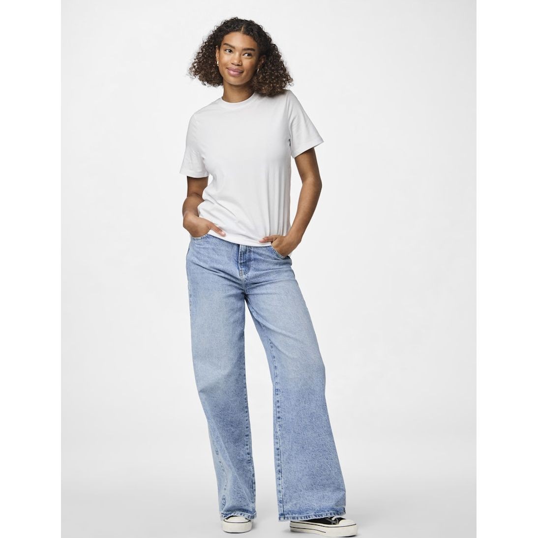 PIECES Marškinėliai moterims, Balta, Ria solid tee 4