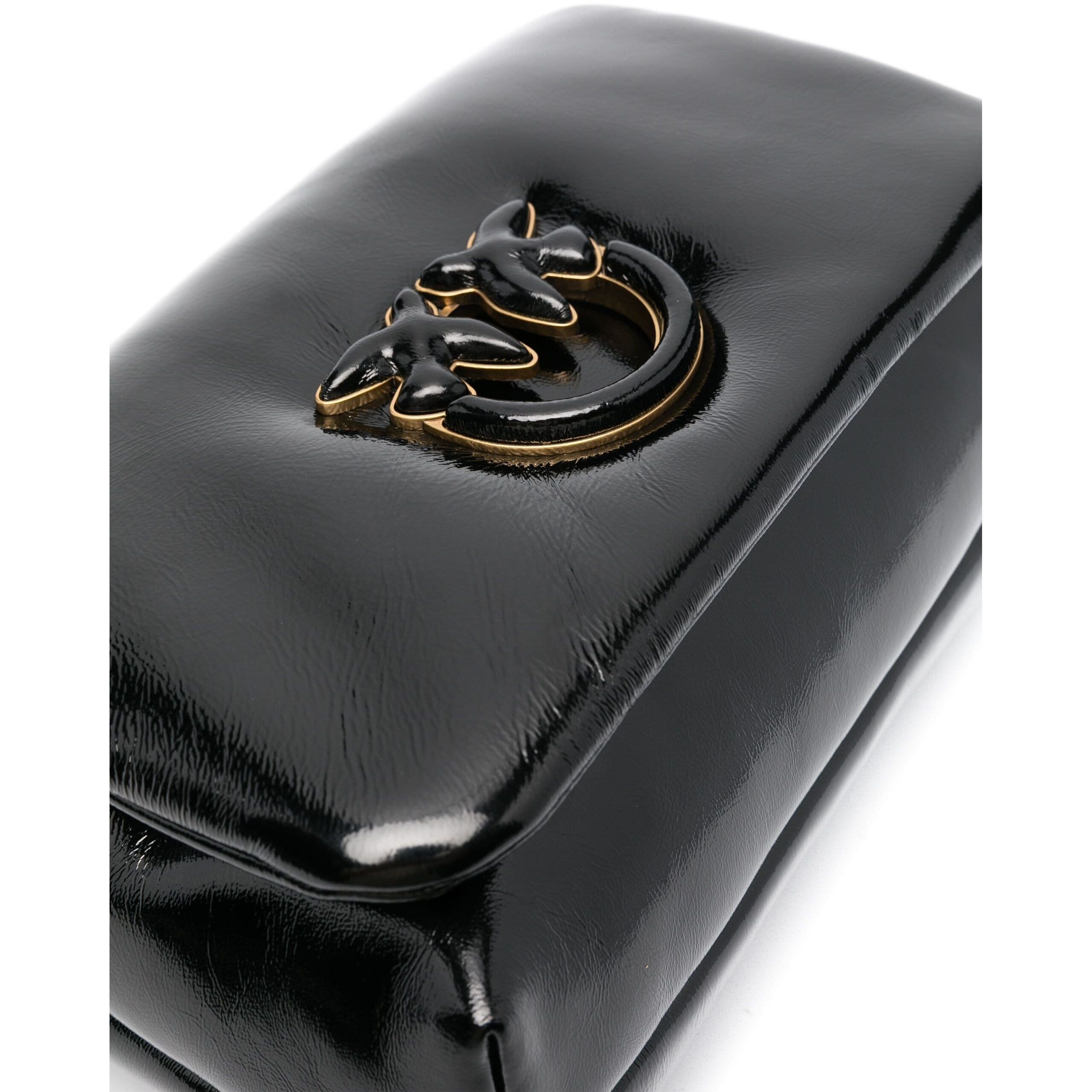 PINKO Rankinė per petį moterims, Juoda, Love leather crossbody bag 2