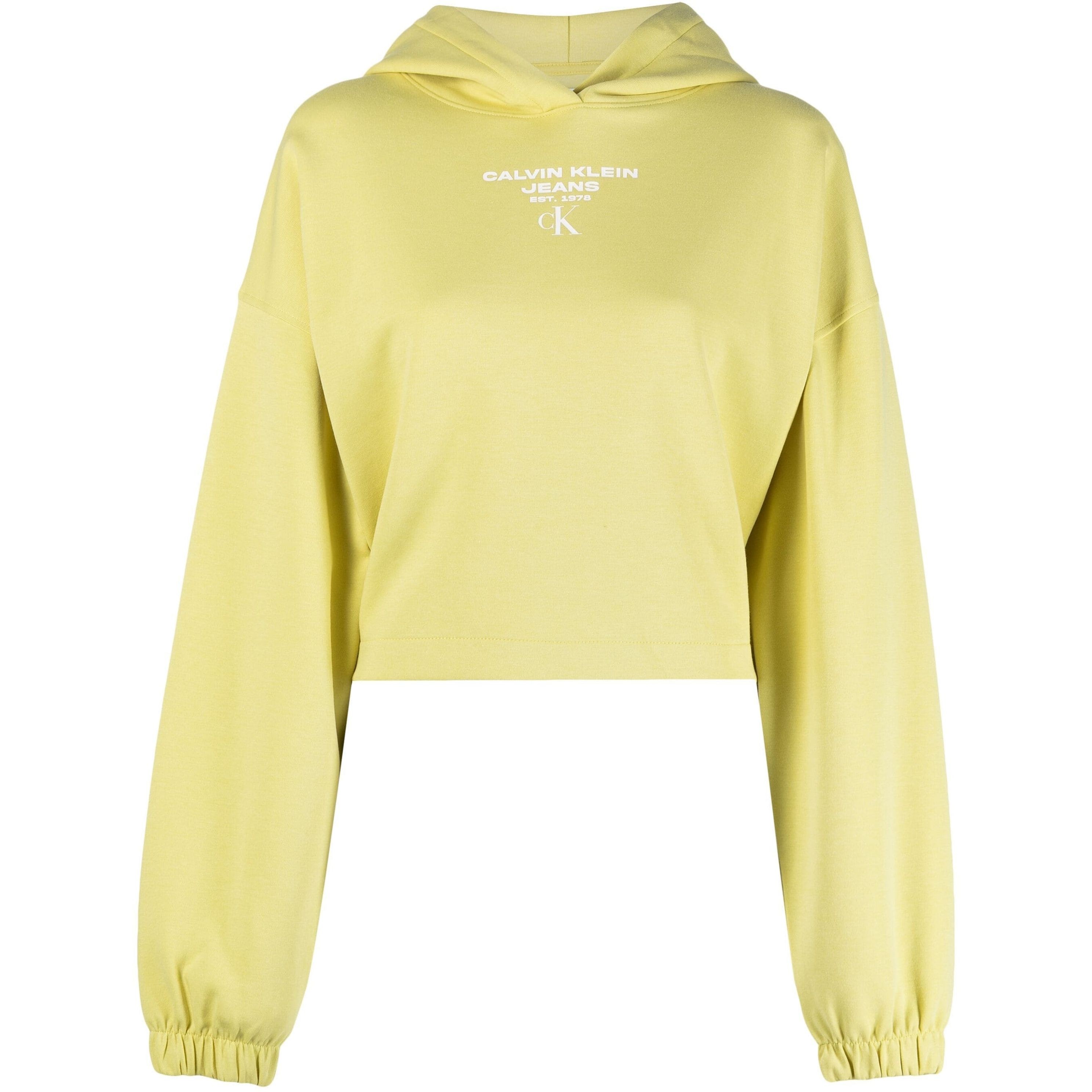 CALVIN KLEIN JEANS Džemperis moterims, Auksinė, Gathered hem cropped hoodie 1