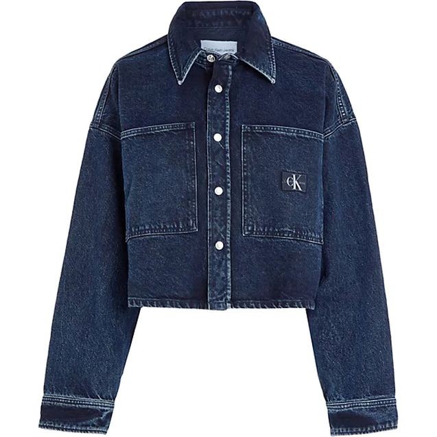 CALVIN KLEIN JEANS Džinsinis švarkas moterims, Mėlyna, Overshirt