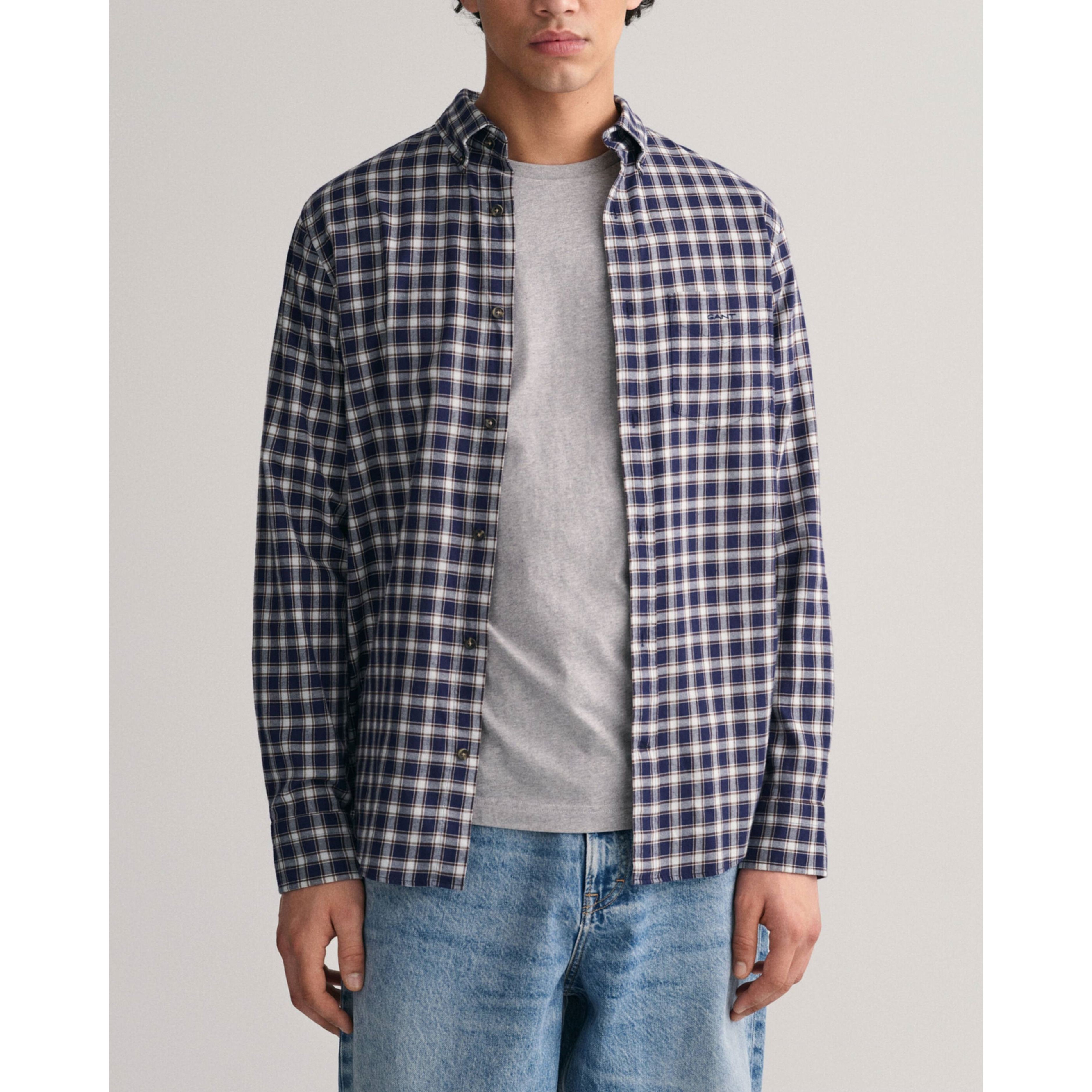 GANT Marškiniai vyrams, Mėlyna, REG MICRO TARTAN FLANNEL SHIRT 2