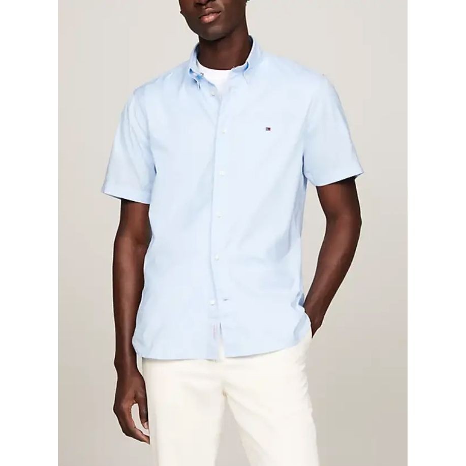 TOMMY HILFIGER Marškiniai trump. rankovėmis vyrams, Mėlyna, Flex poplin rf shirt s/s 2