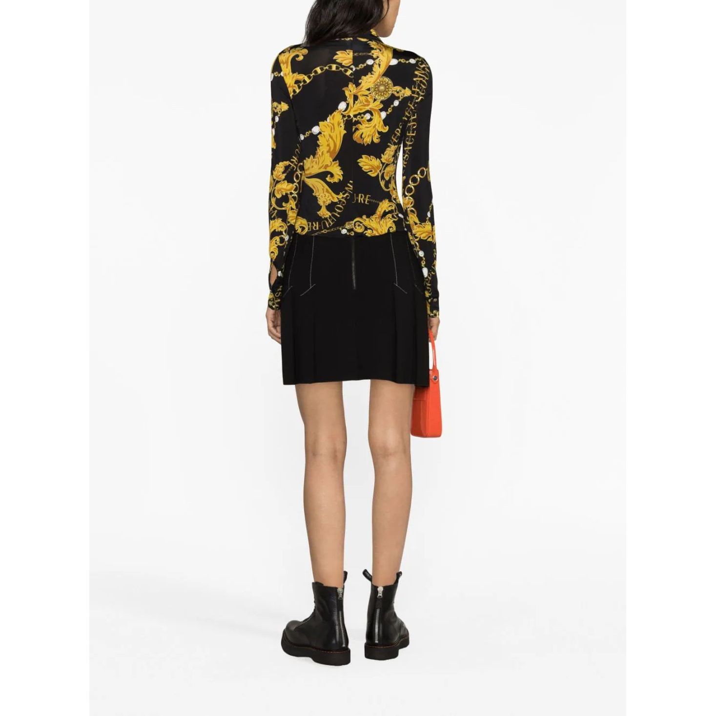 VERSACE JEANS CUTURE Marškiniai ilgomis rankovėmis moterims, Juoda, Chain couture shirt 4