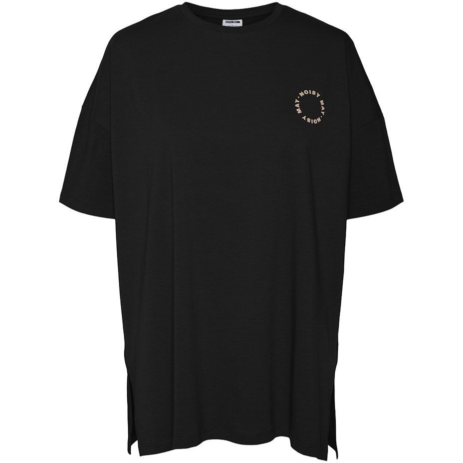 NOISY MAY Marškinėliai moterims, Juoda, NMLOUI S/S O-NECK LOG 1