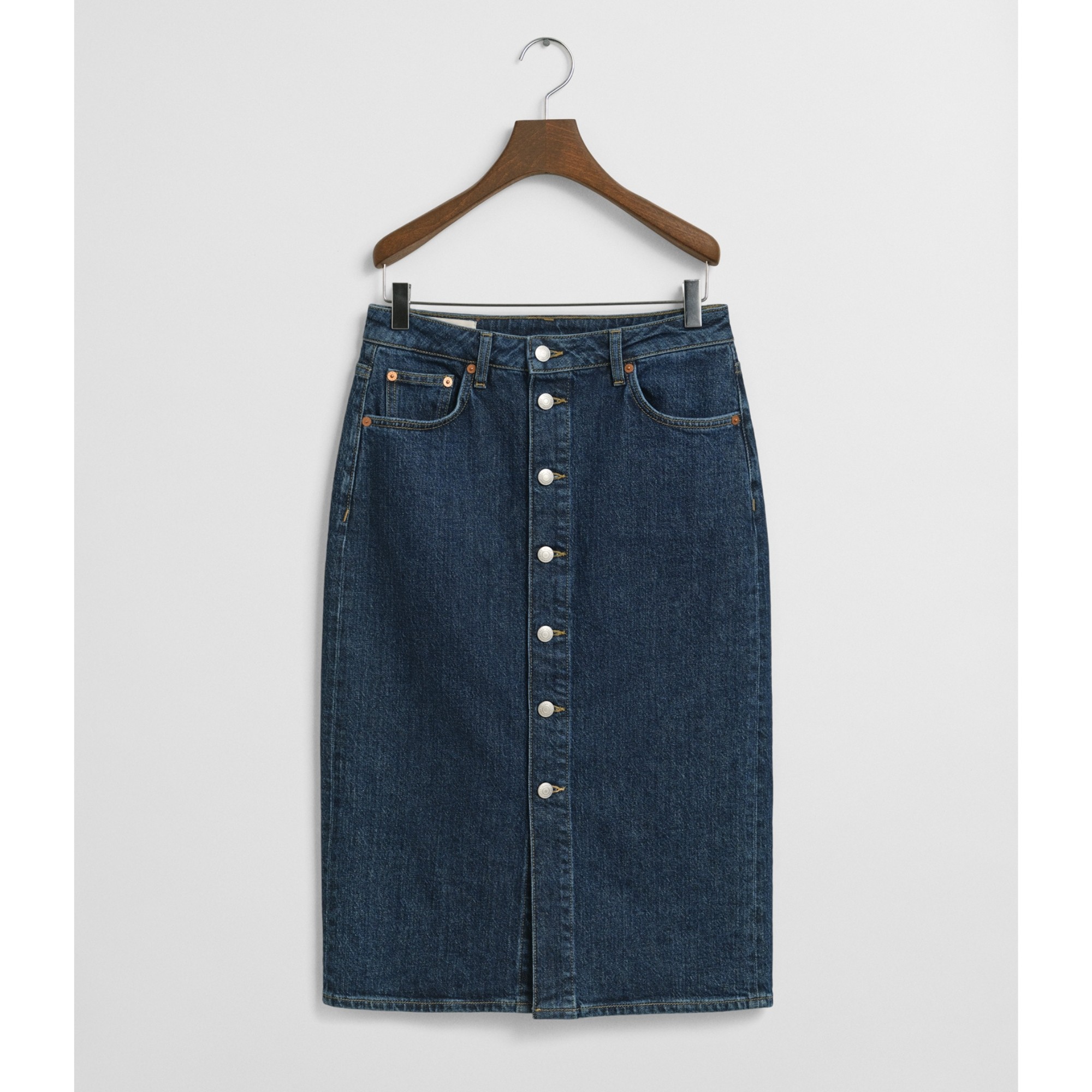 GANT Midi sijonas moterims, Mėlyna, midi button front denim