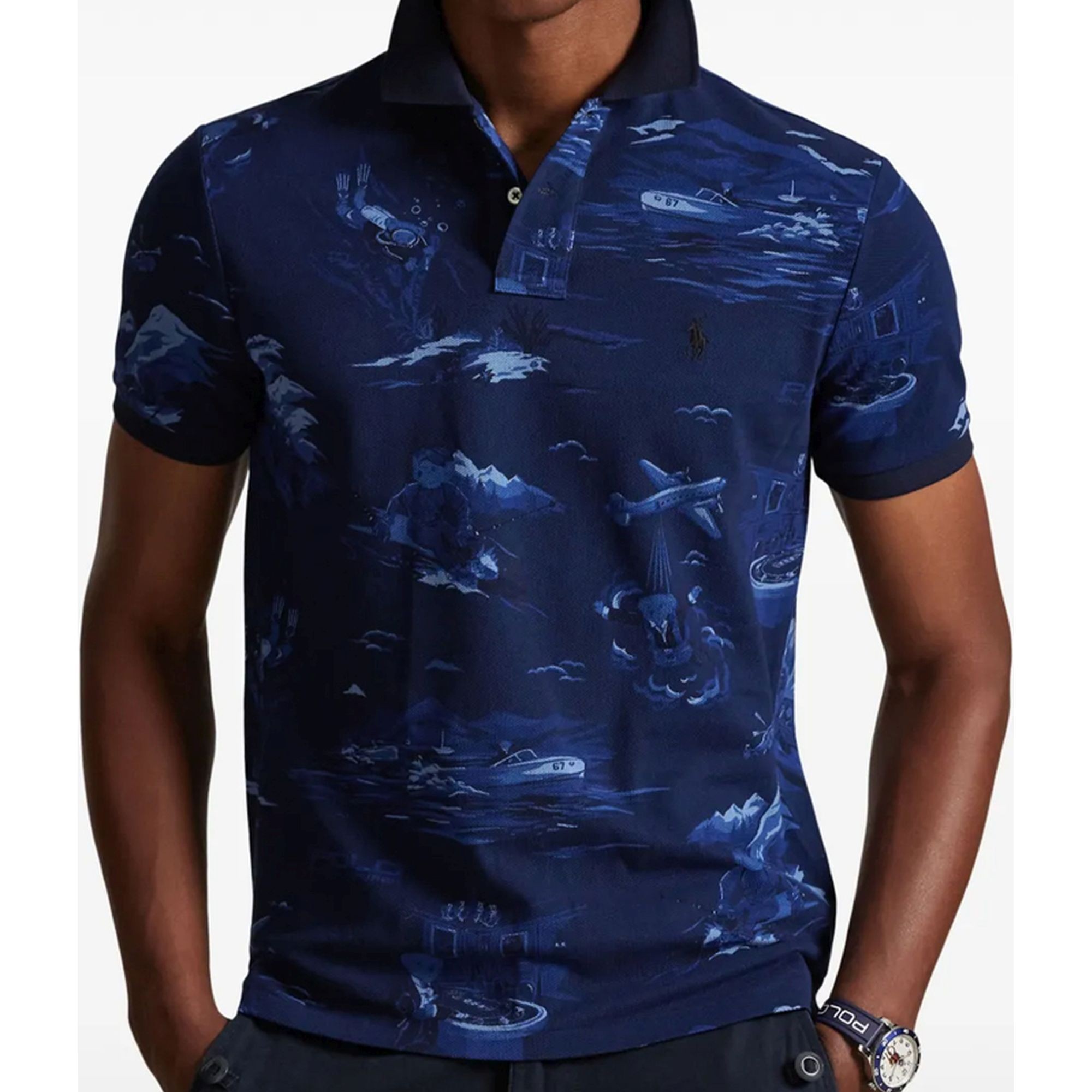 POLO RALPH LAUREN Polo marškiniai trumpos rank. vyrams, Mėlyna, Knit-polo 2