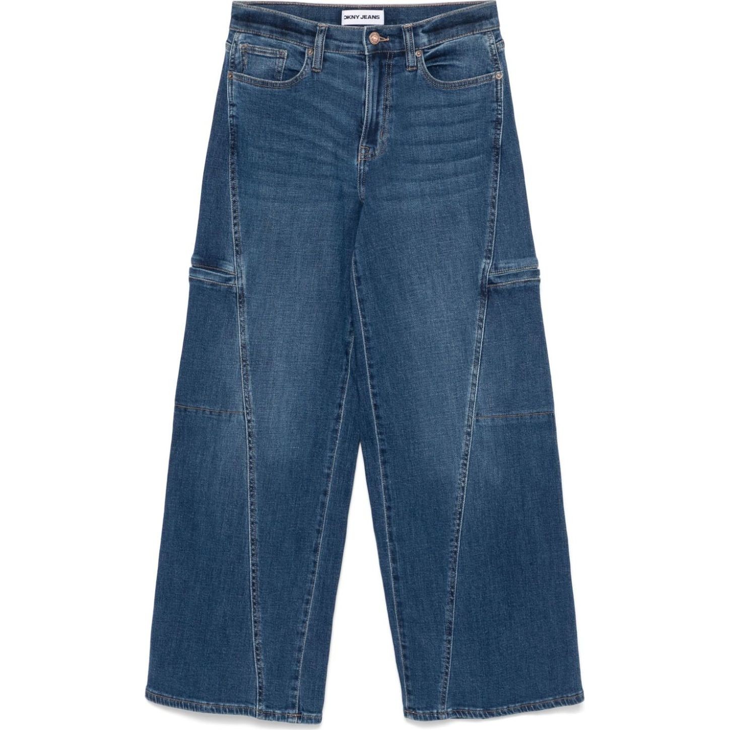 DKNY Platūs džinsai moterims, Žalia, Hi rise wd leg cargo jeans