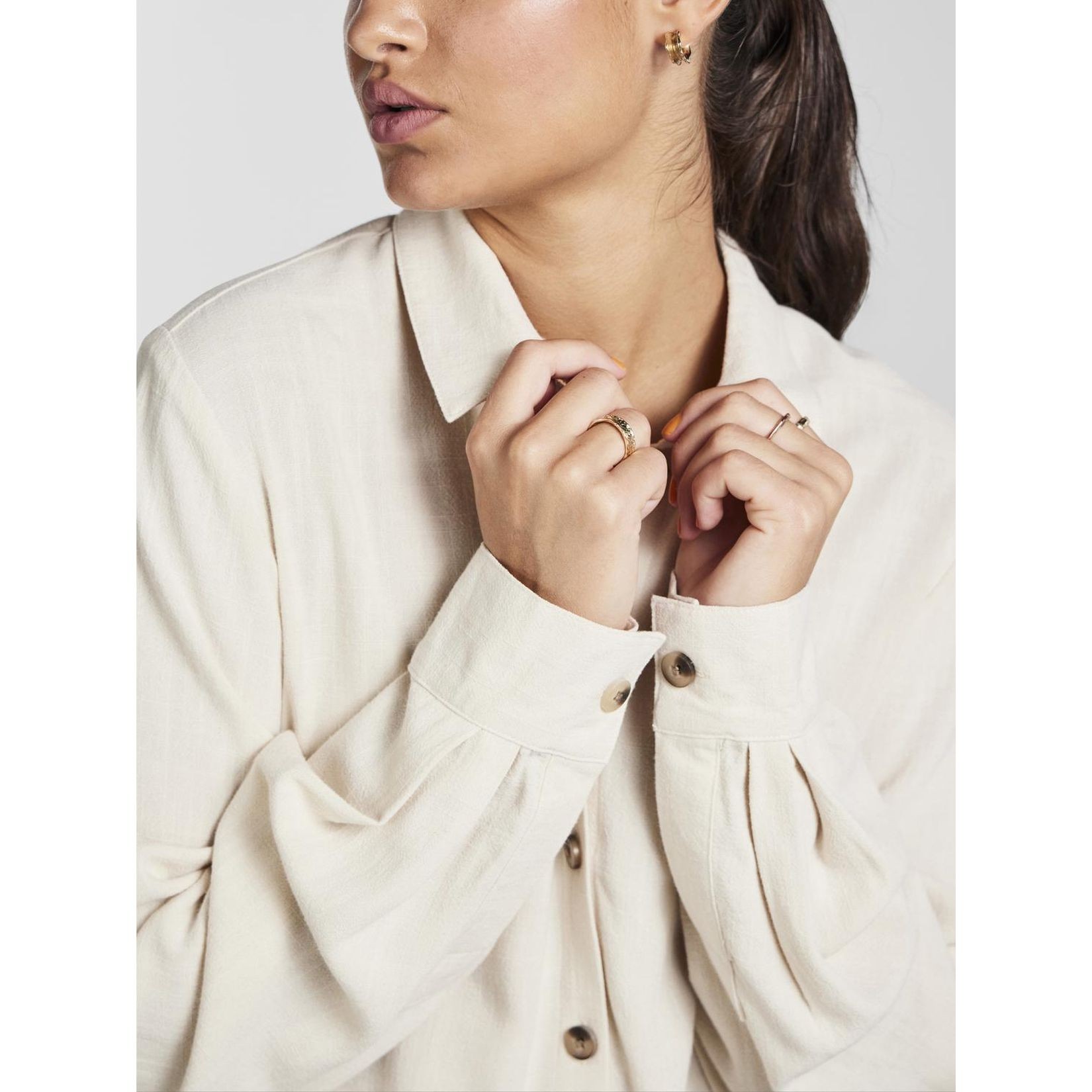 PIECES Marškiniai moterims, Pilka, PCVINSTY LS OVERSIZE 4