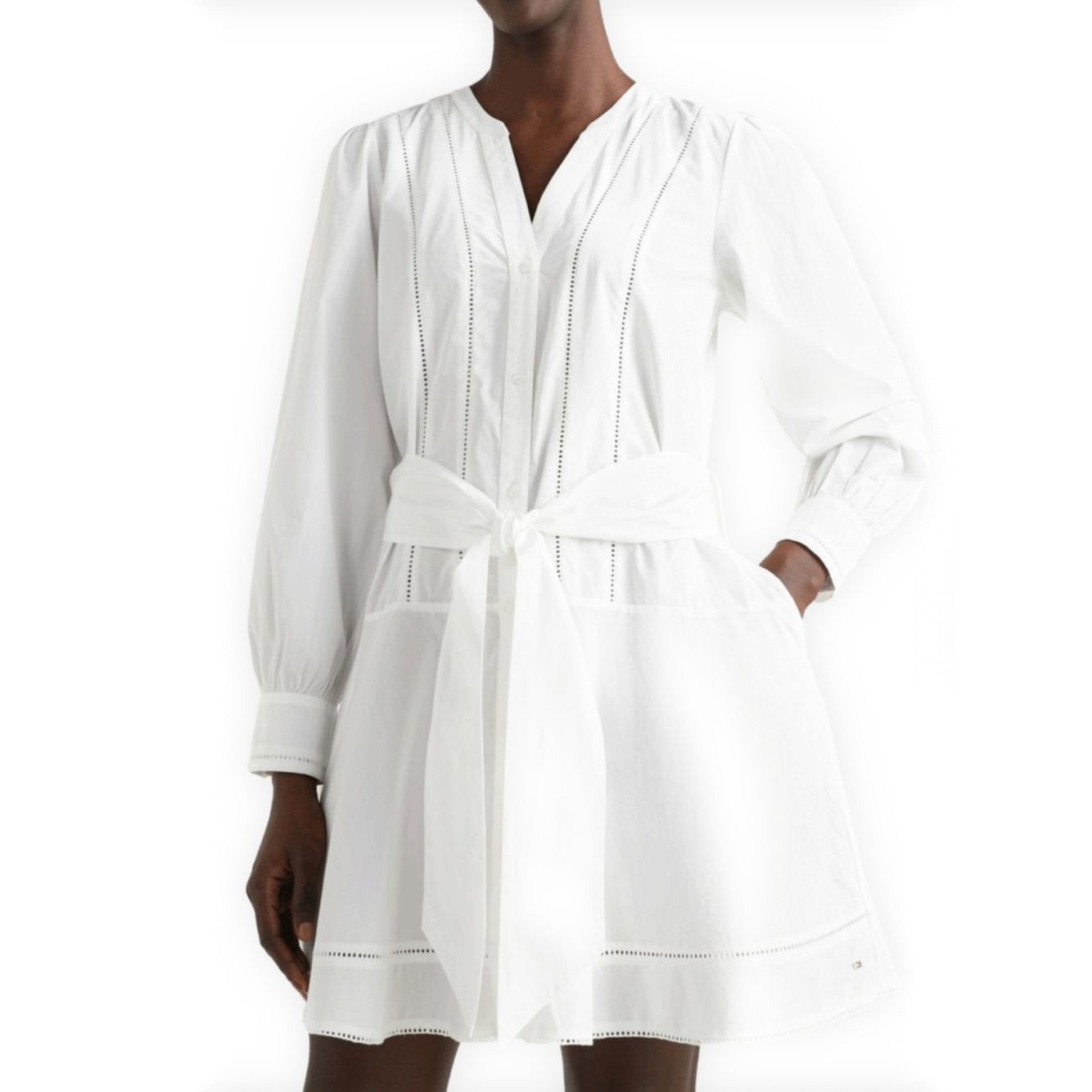 TOMMY HILFIGER Mini suknelė moterims, Balta, Ladder lace short dress 2