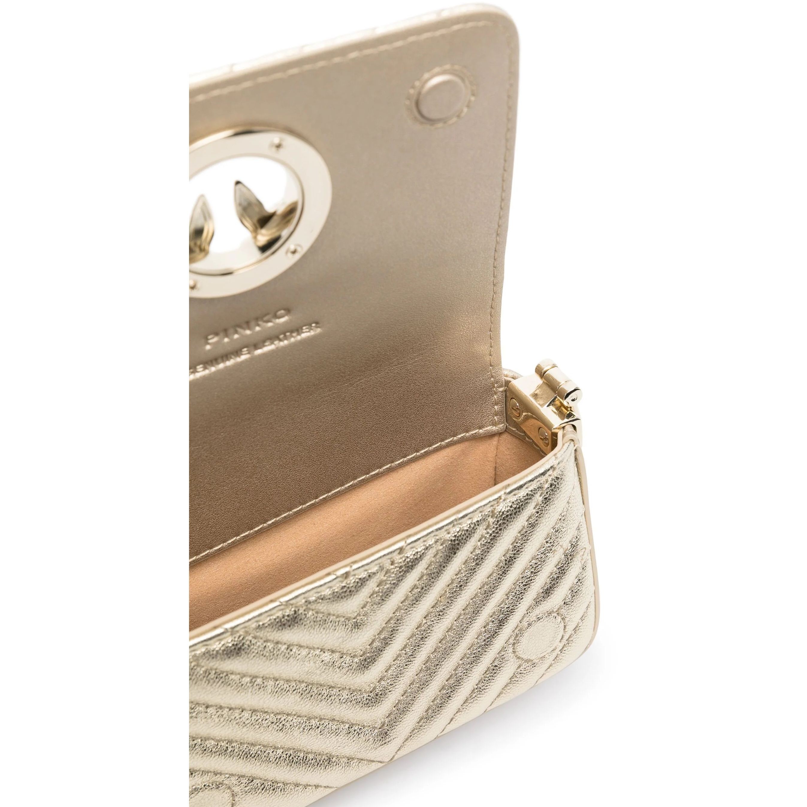 PINKO Rankinė per petį moterims, Auksinė, Love click crossbody bag 4