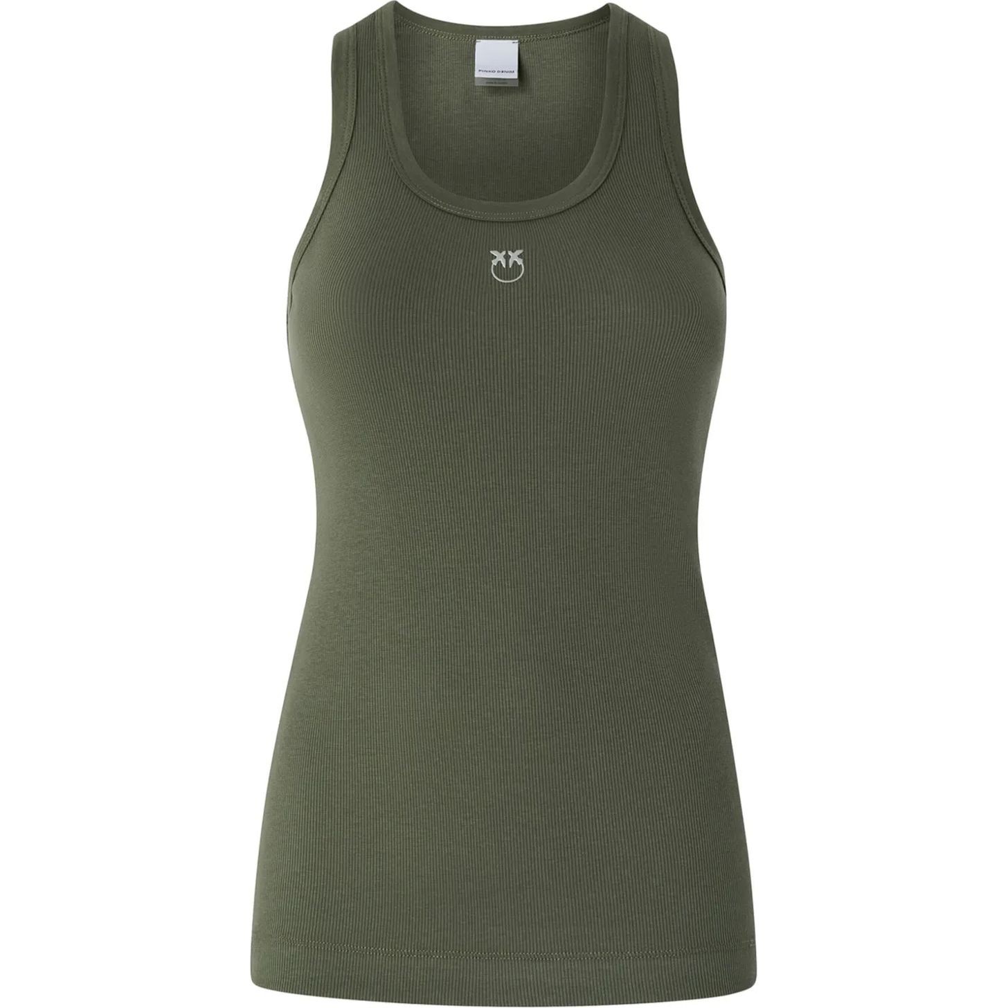 PINKO Marškiniai be rankovių moterims, Žalia, Logo-embroidered tank top 1
