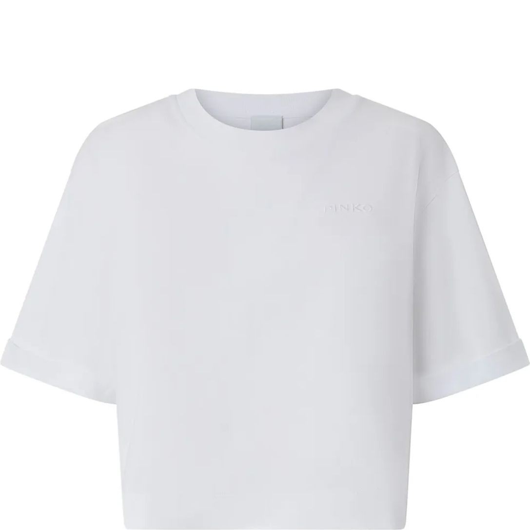 PINKO Marškinėliai trump. rankovėmis moterims, Balta, Douala t-shrt 1