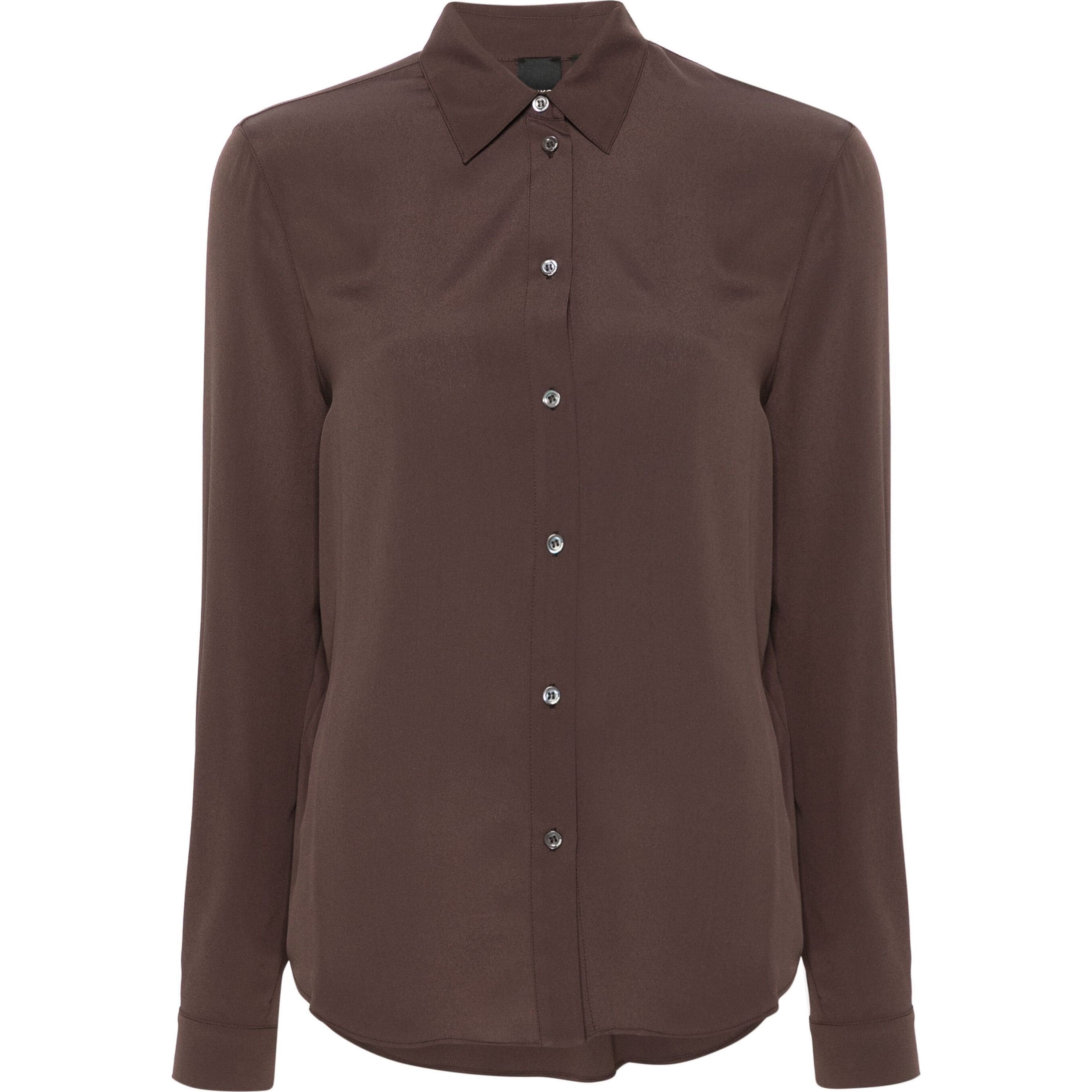 PINKO Marškiniai ilgomis rankovėmis moterims, Ruda, Crepe de chine shirt