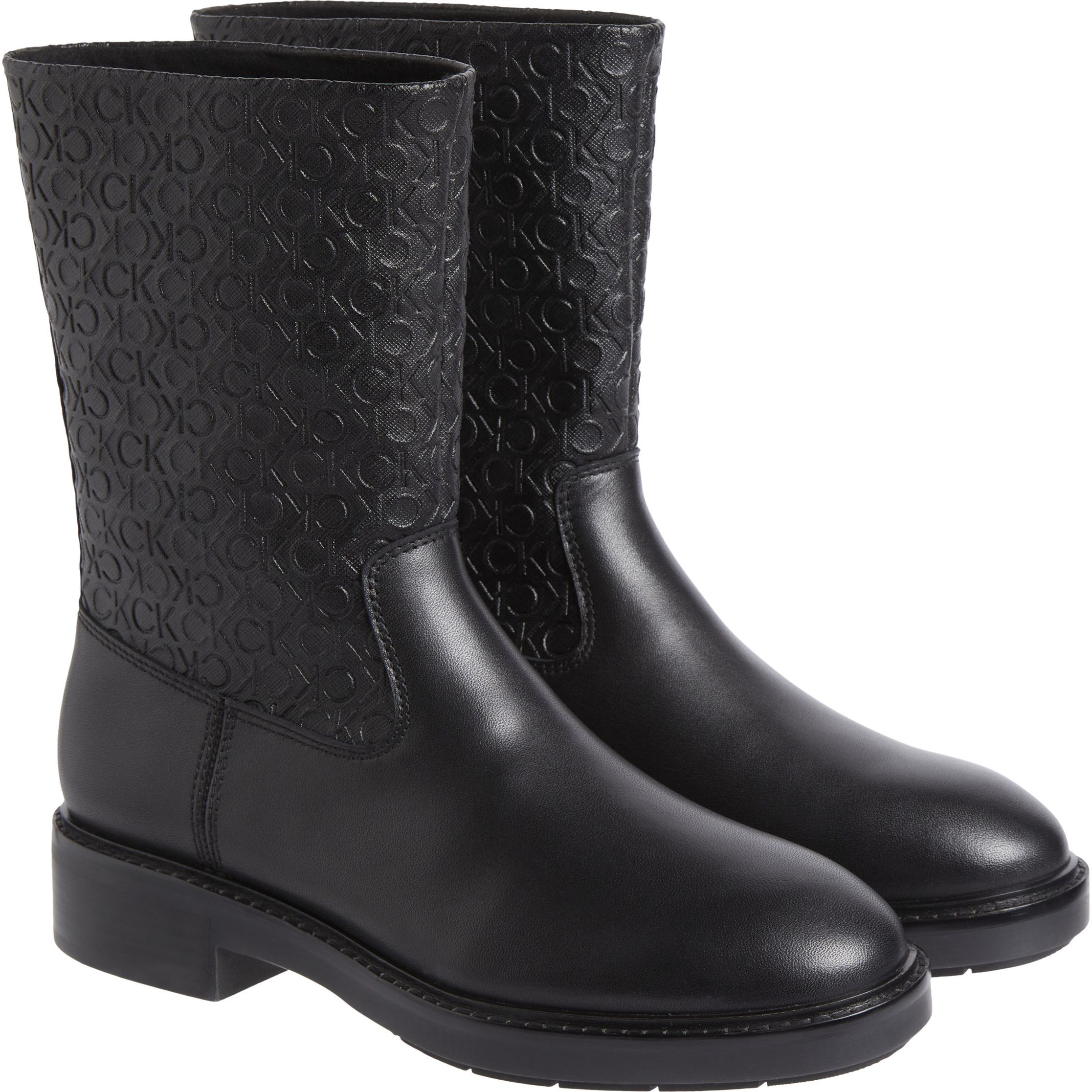CALVIN KLEIN Aulinukai moterims, Juoda, Flat ankle boot mono mix 1
