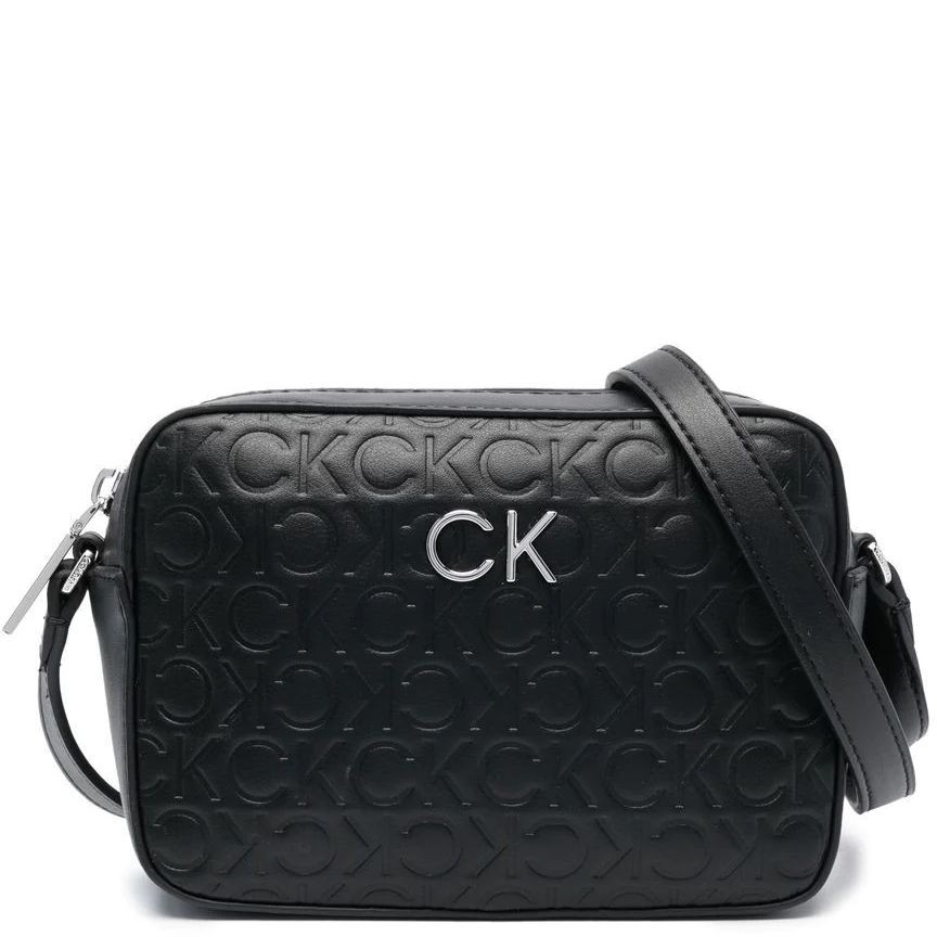 CALVIN KLEIN Rankinė per petį moterims, Juoda, RE-LOCAMERA BAG EMB MONO 1
