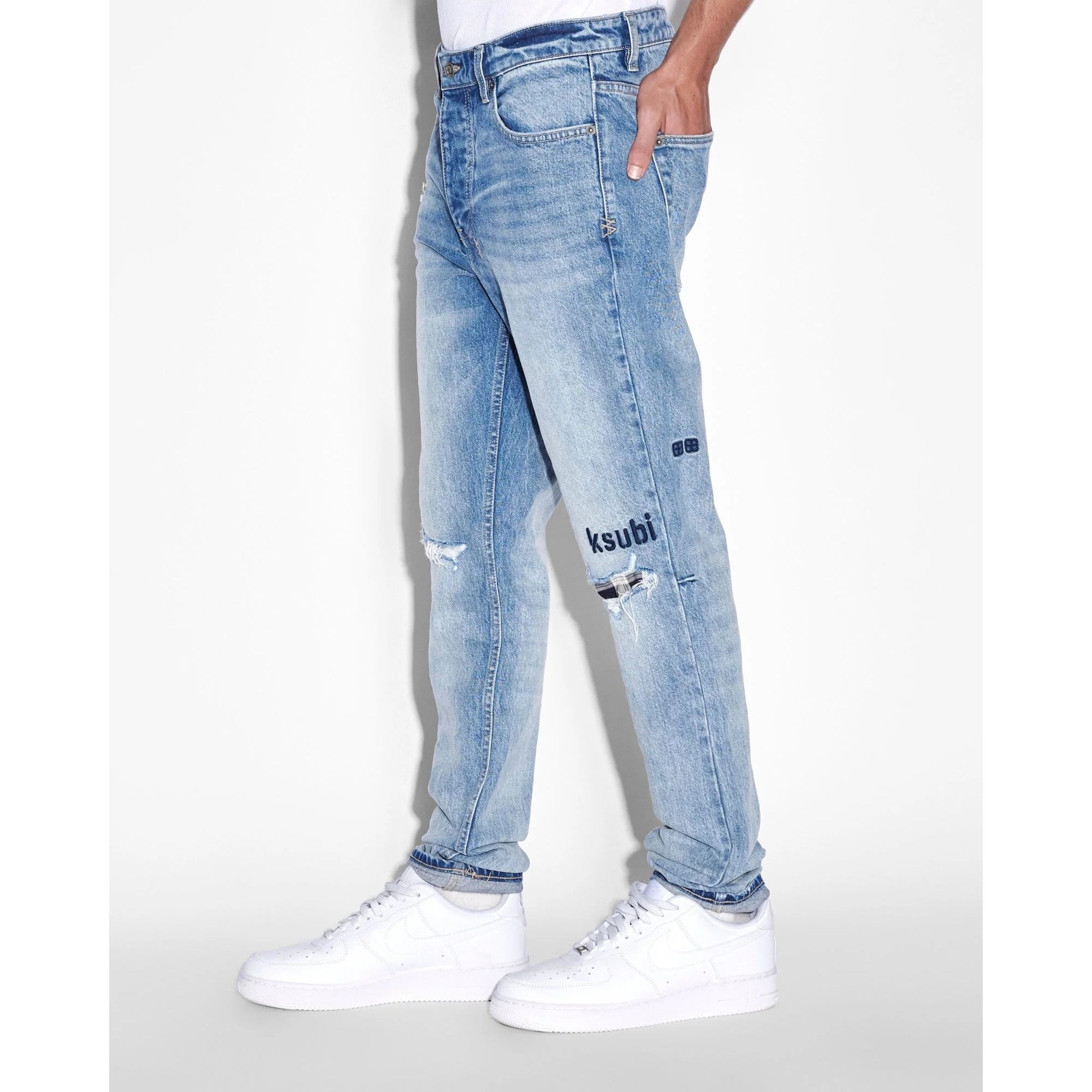 KSUBI Tiesūs džinsai vyrams, Mėlyna, Chitch self repair jeans 2