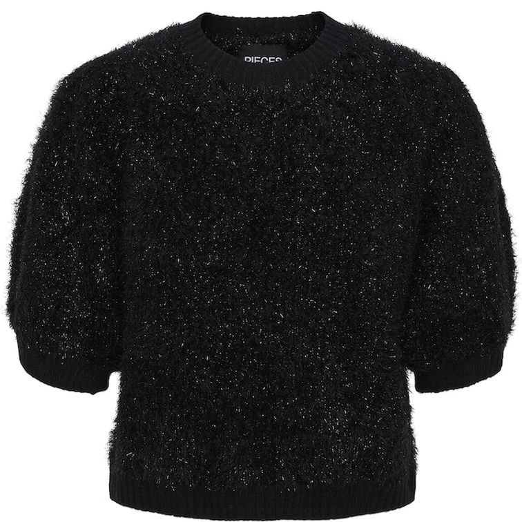 PIECES Megzta palaidinė moterims, Juoda, Fee o-neck knit 1