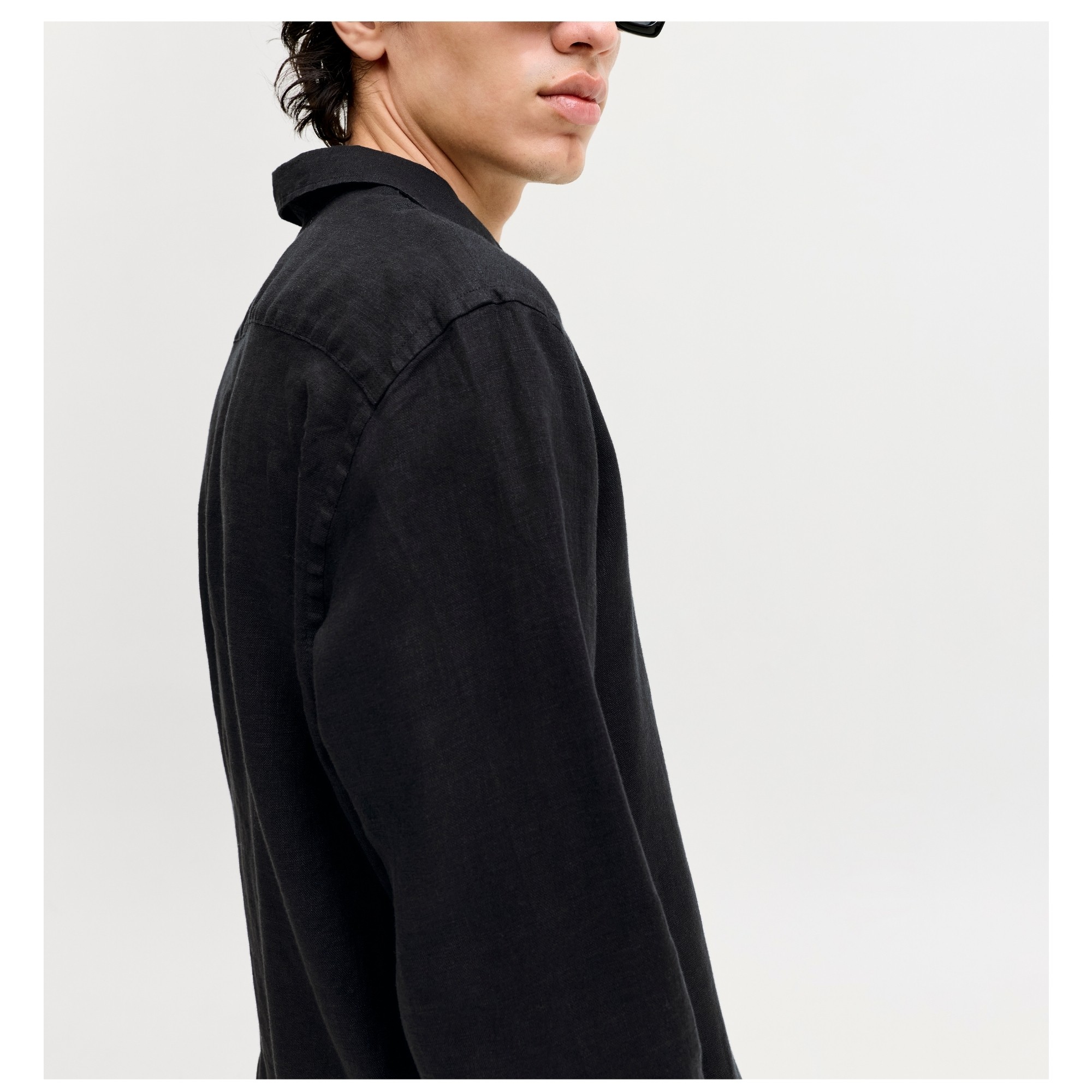 JACK & JONES Marškiniai ilgomis rankovėmis vyrams, Juoda, Lawrence linen 3