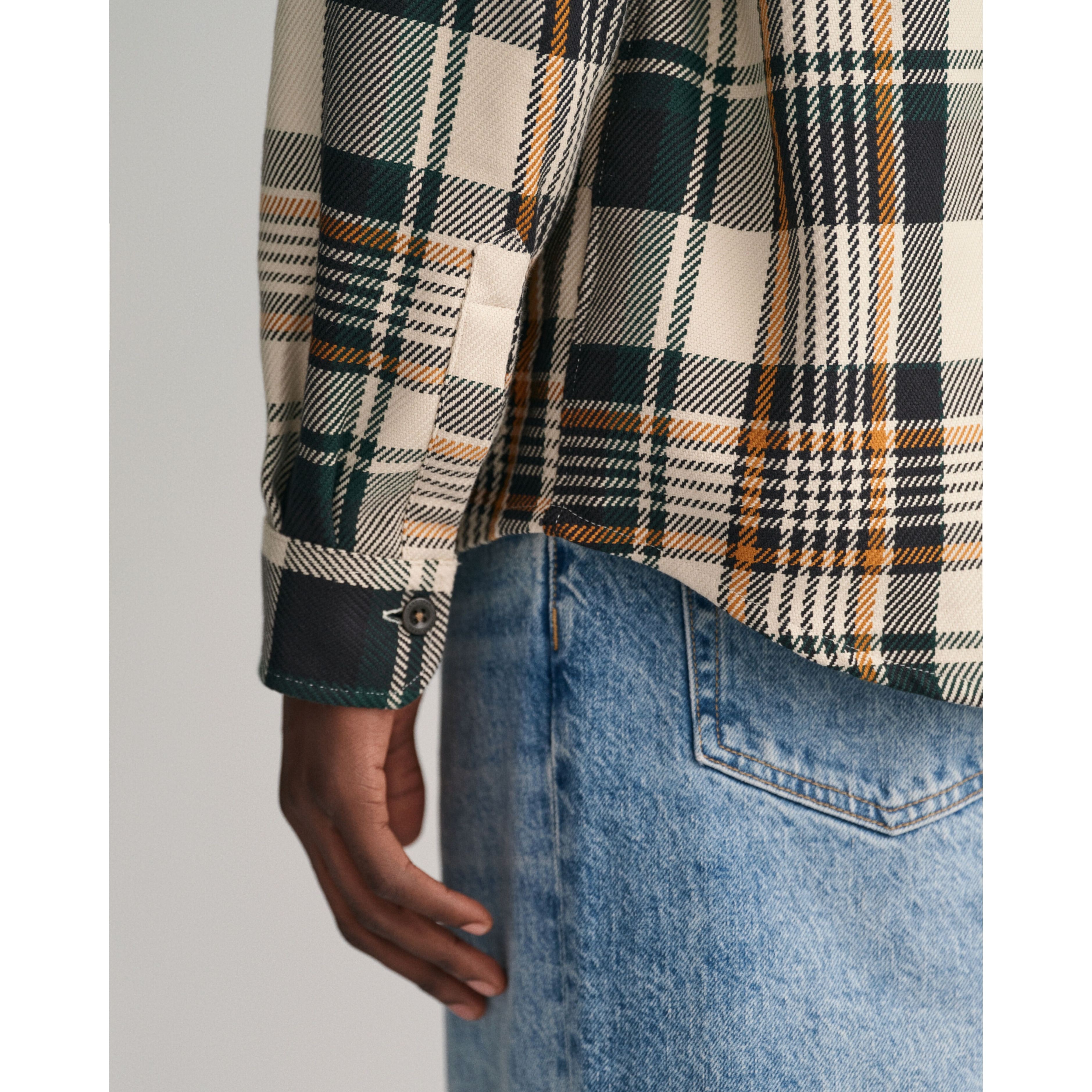 GANT Marškiniai vyrams, Pilka, HEAVY TWILL CHECK OVERSHIRT 4